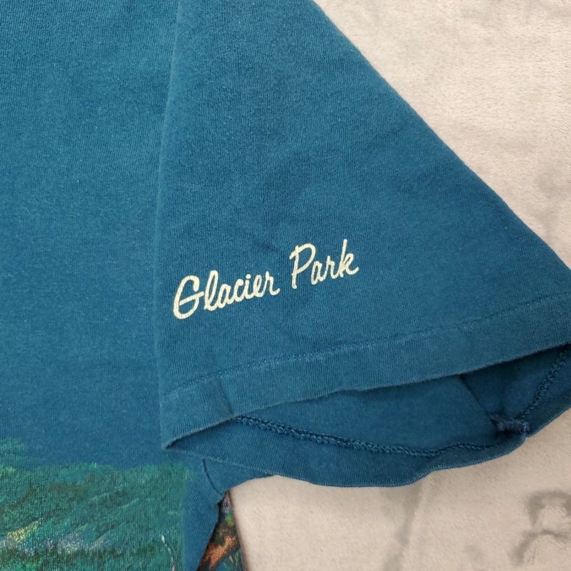 Vintage VTG Glacier Park Shirt Mens XL Teal Bald Eagle Single Stitch 90s Made in USA AOP Size US XL / EU 56 / 4 - 3 Thumbnail