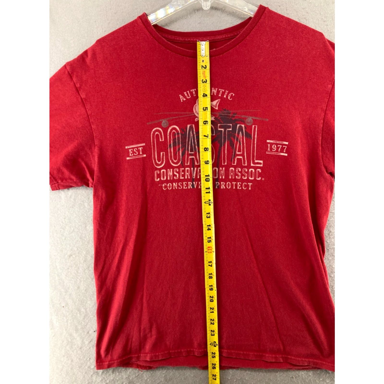 Vintage Coastal Mens TShirt L Red Fishing Palm Tree Coastal Conservation Association Shirt Adult Large Red Fish Outdoor Theme Mascot Size US L / EU 52-54 / 3 - 4 Thumbnail