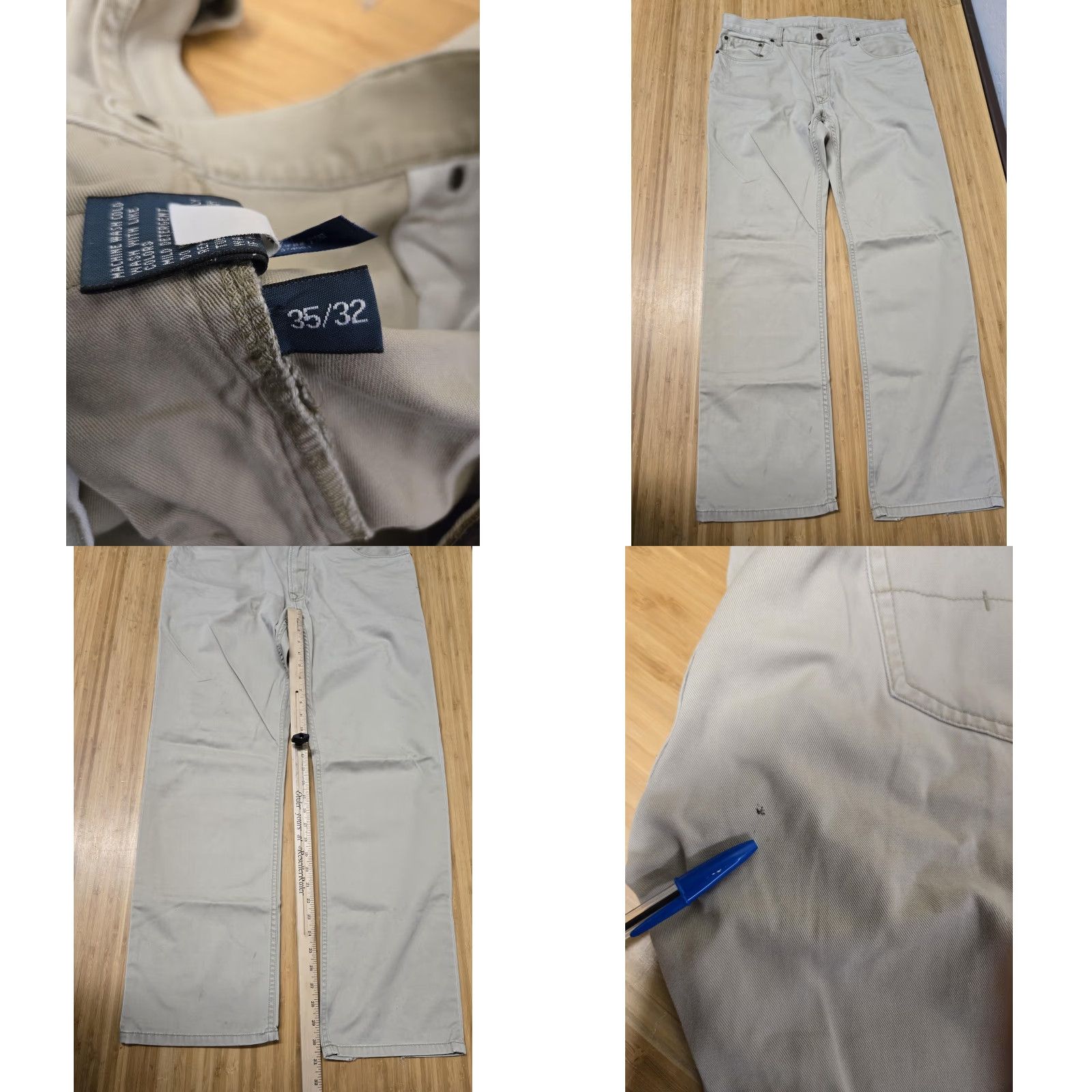 Polo Ralph Lauren VINTAGE Polo Ralph Lauren Pants Mens 35x32 Gray Twill 5 Pocket Straight Leg Classic Fit Size US S / EU 44-46 / 1 - 8 Thumbnail