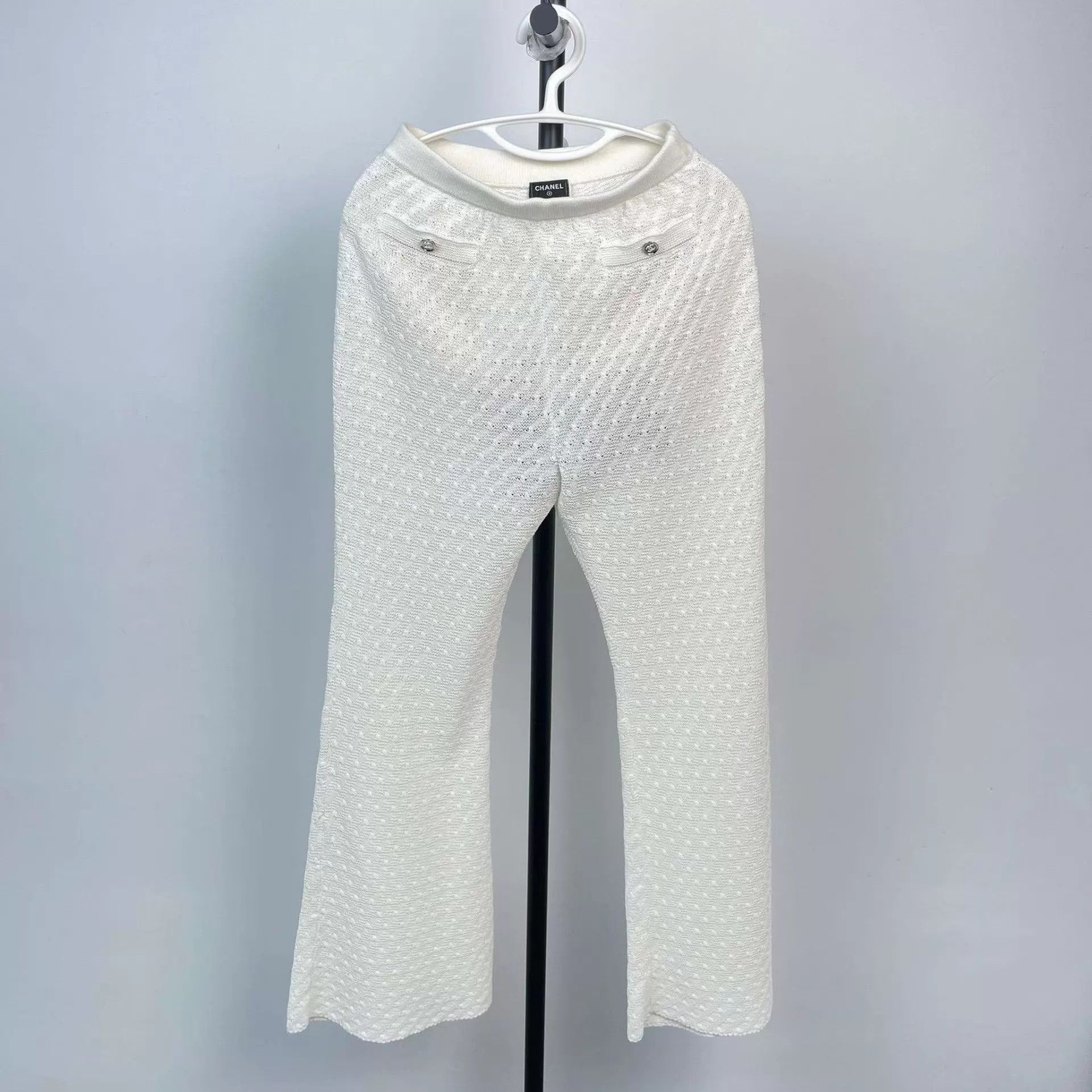 Chanel Chanel 98 New White Cotton Knit Pants 36 Size 26" / US 2 / IT 38 - 1 Thumbnail