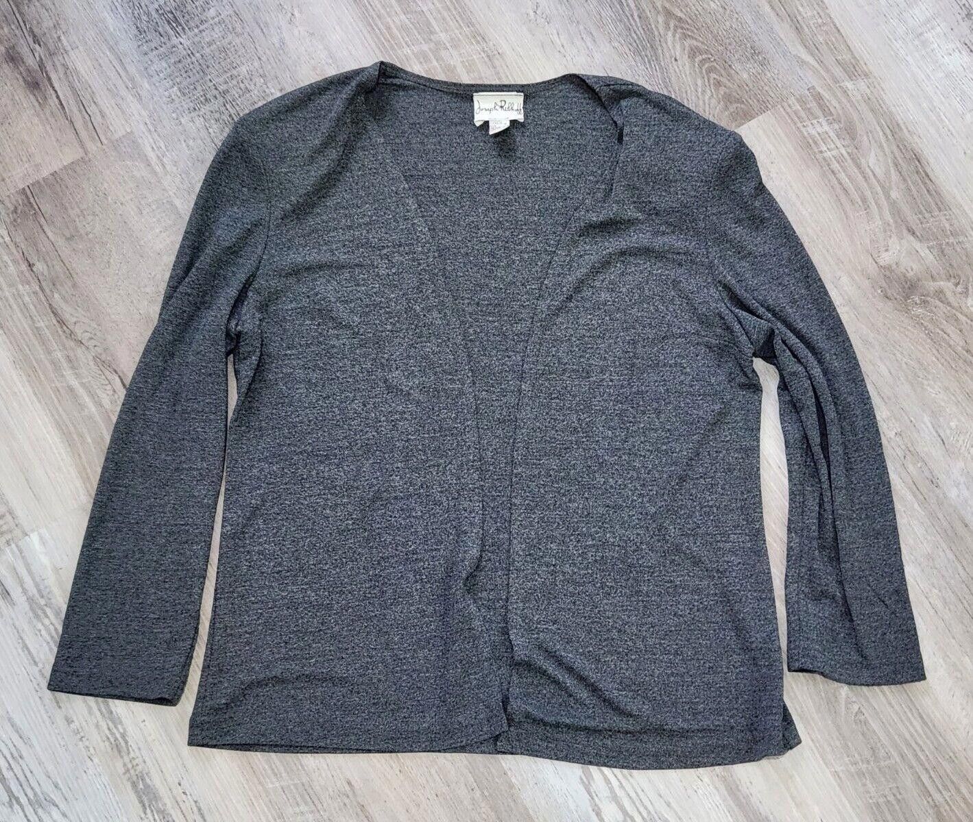 Designer Joseph Ribkoff Sweater Sz 14 Gray Grey Open Front Shoulder Size XL / US 12-14 / IT 48-50 - 1 Thumbnail