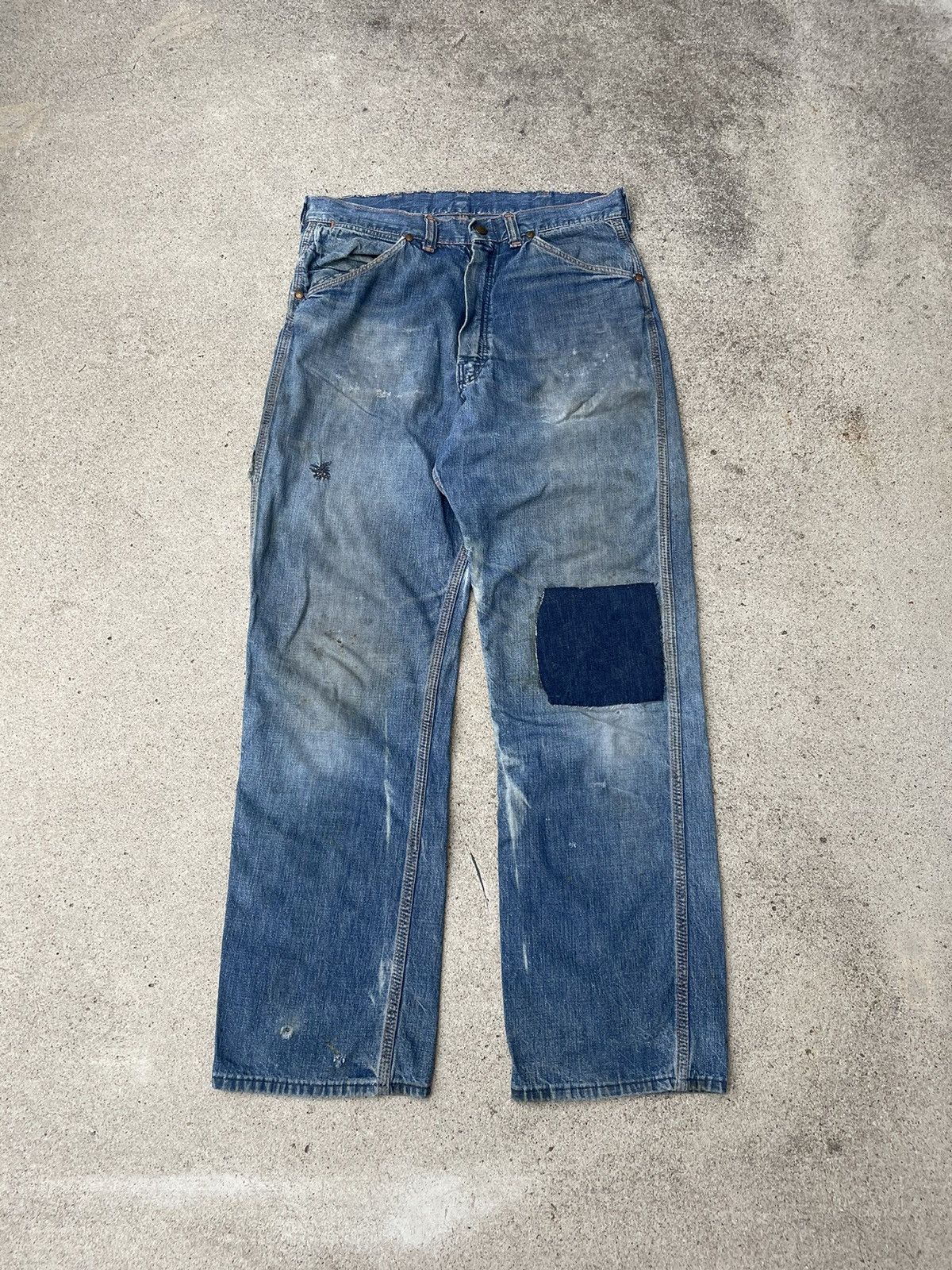 Image of Distressed Denim x Vintage VTG 60’S Distressed Workwear Carpenter Denim Jeans Size 30X30 in Blue