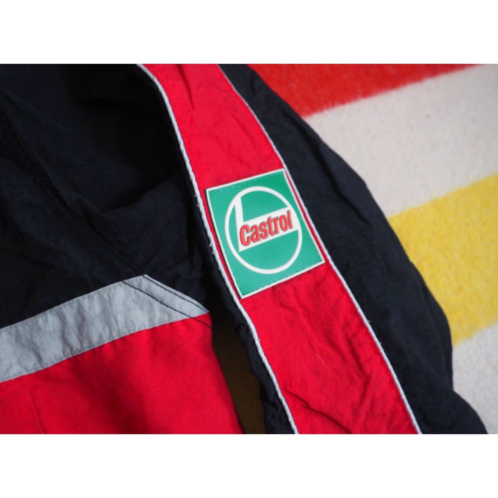 Dunbrooke VINTAGE Dunbrooke Castrol Racing Windbreaker Jacket Mens XL Black Zip Nylon 90s Geometric Logo Pattern Jacket Size US XL / EU 56 / 4 - 6 Thumbnail