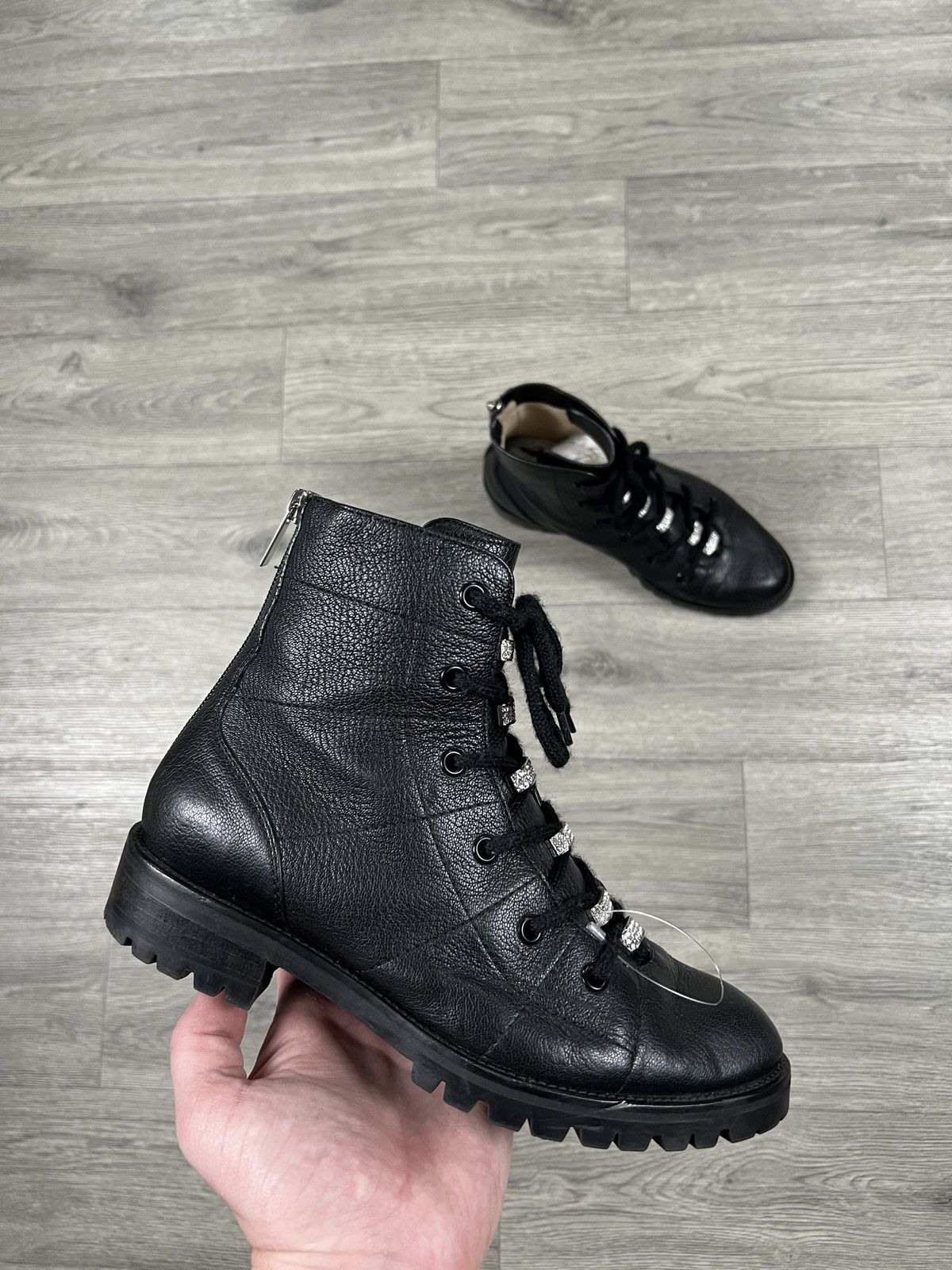 Jimmy Choo JIMMY CHOO Bren Crystal Embellished Lace-up Combat Boots Size US 7 / IT 37 - 1 Thumbnail