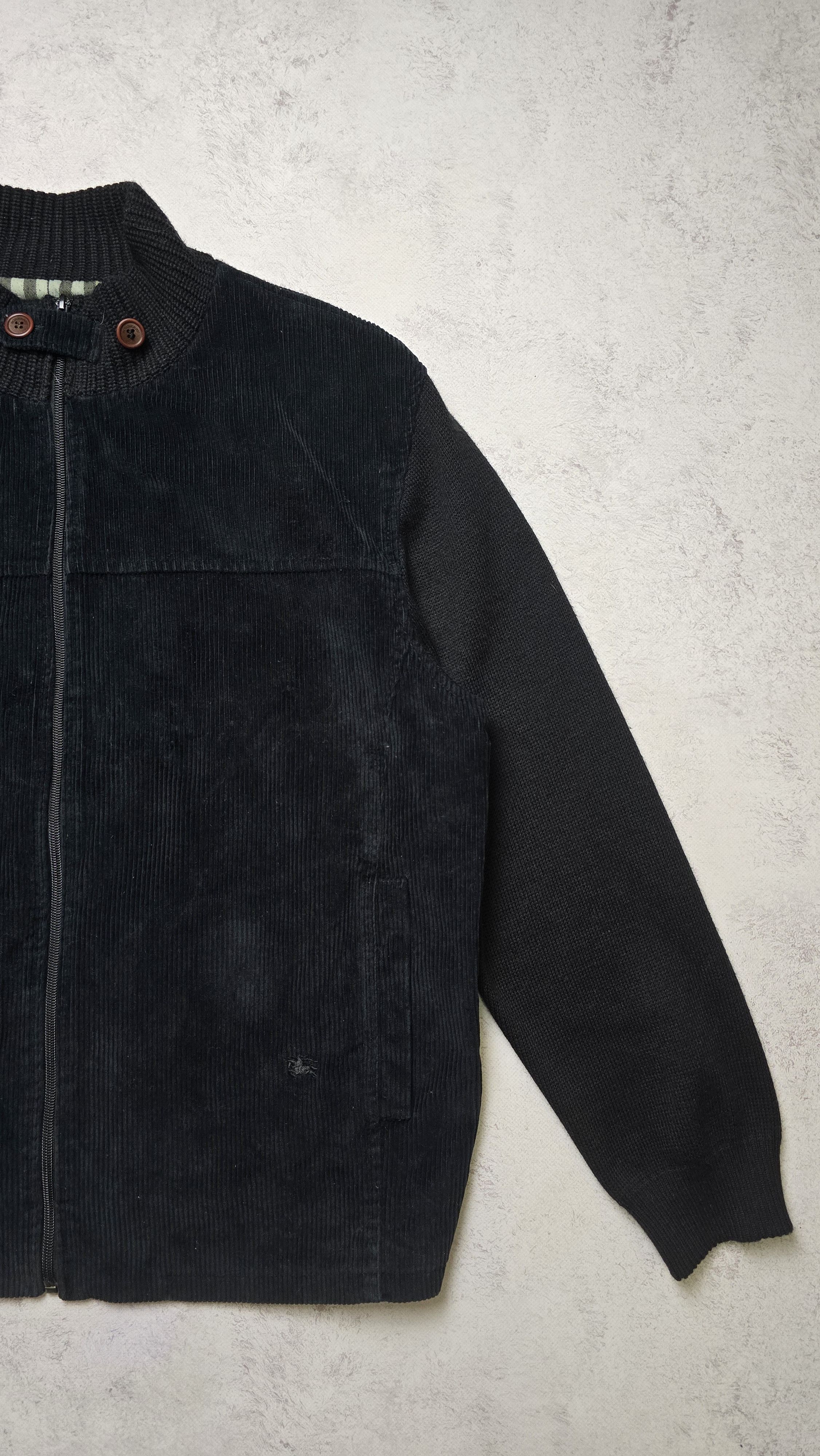 Burberry Sweater Jacket Merino Wool Corduroy Zip Nova Check Lined Size US XL / EU 56 / 4 - 9 Thumbnail