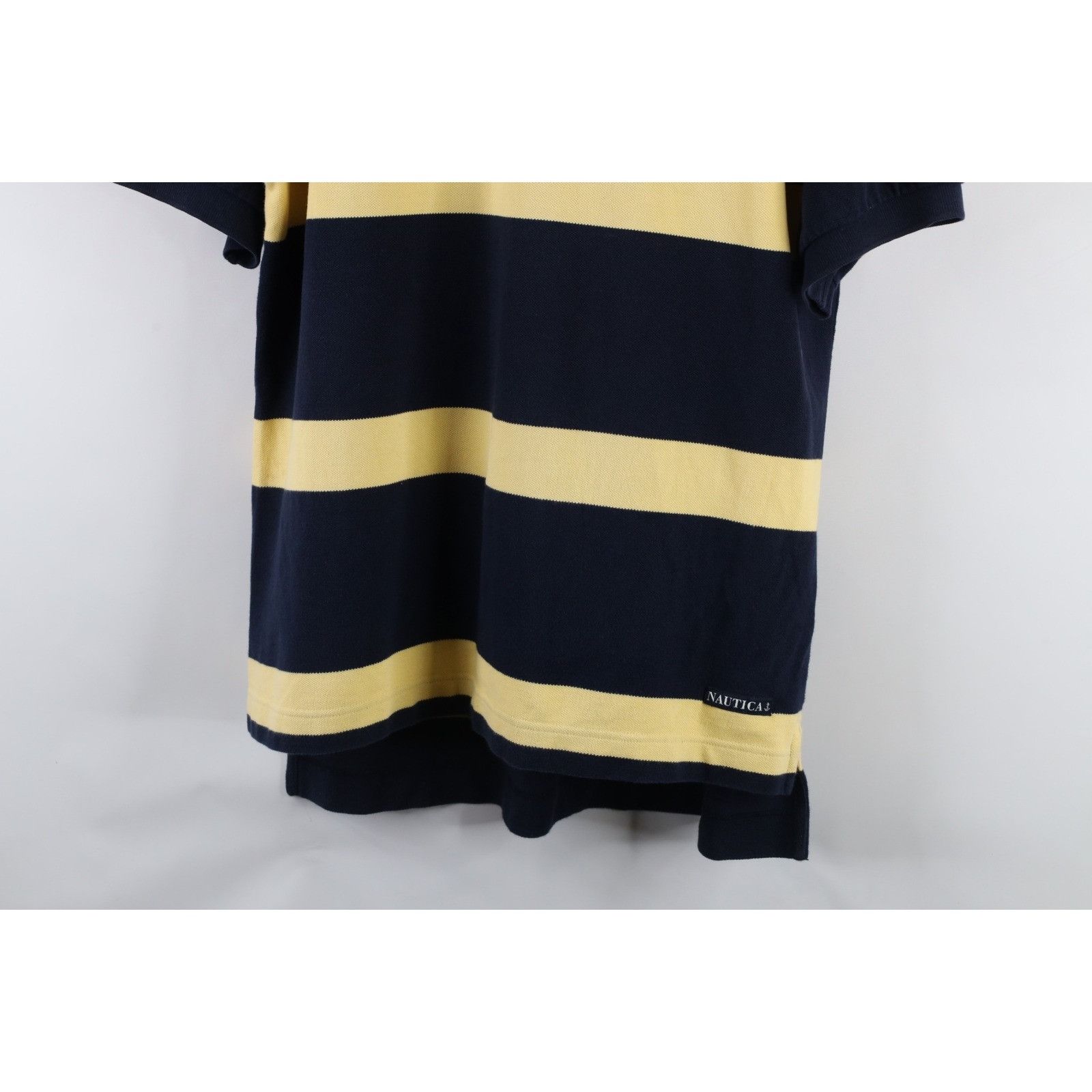 Nautica × Vintage Vintage 90s Nautica Faded Spell Out Striped Polo Shirt Size US M / EU 48-50 / 2 - 3 Thumbnail