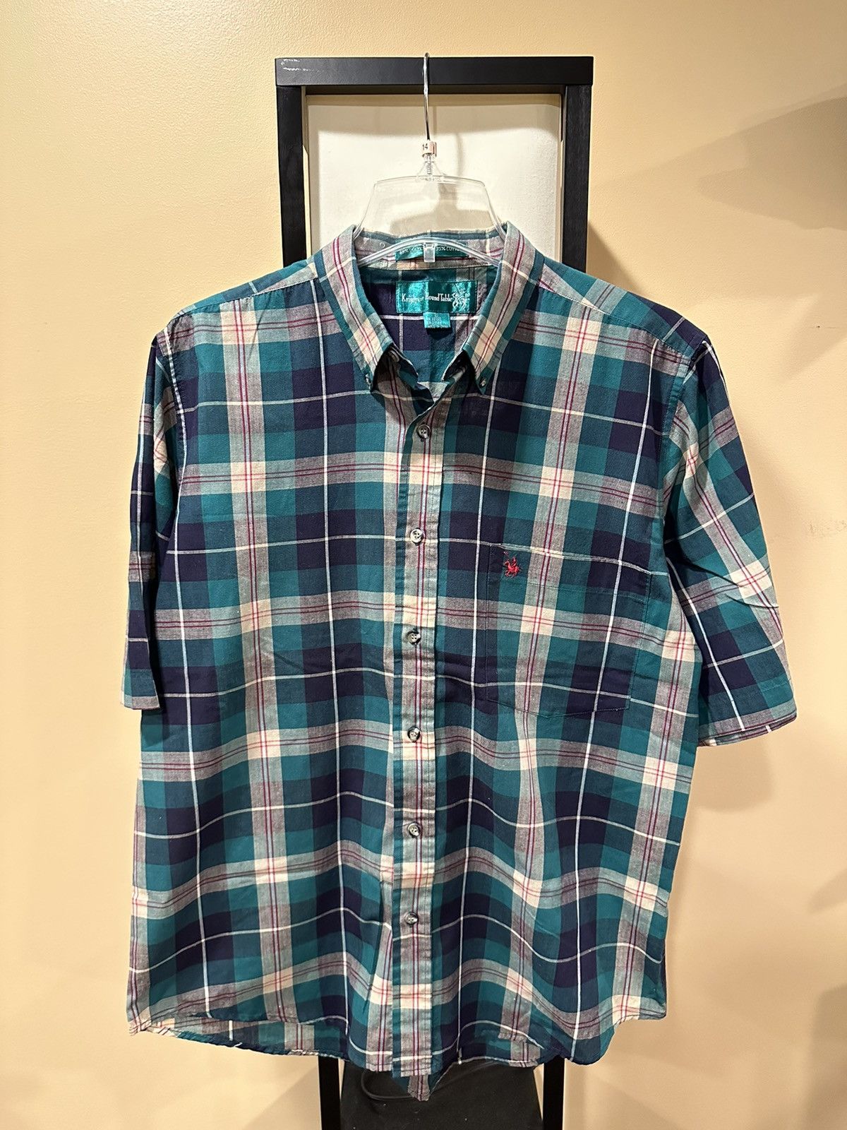 Vintage Vintage Knights of Round Table Plaid Green Button Up Shirt Size US L / EU 52-54 / 3 - 1 Thumbnail