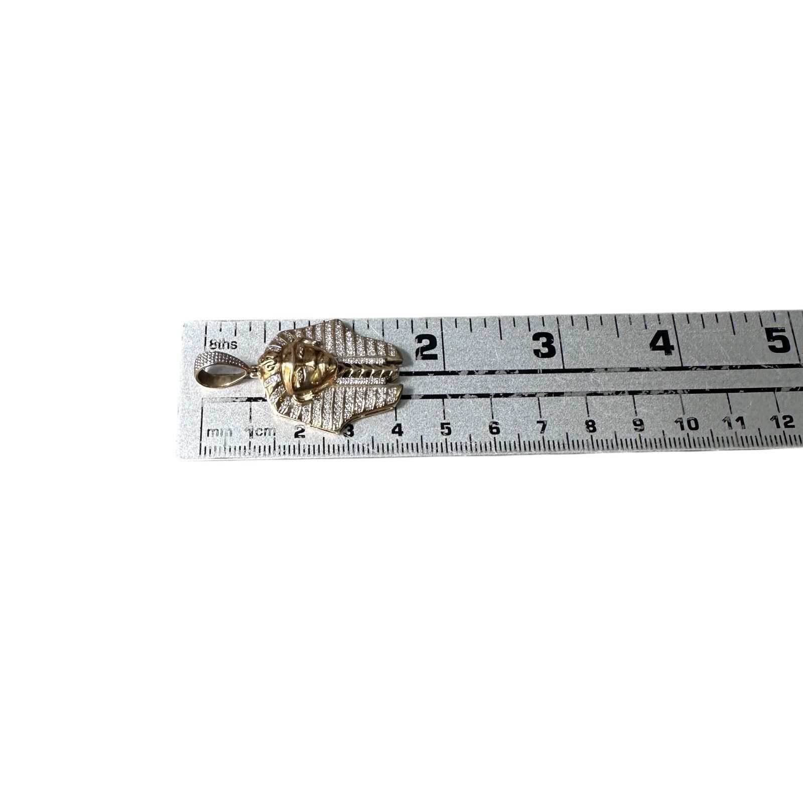 Other Joe Rodeo 10K Gold Pharaoh Diamond Pendant 30” Franco Chain Size 30 - 11 Thumbnail