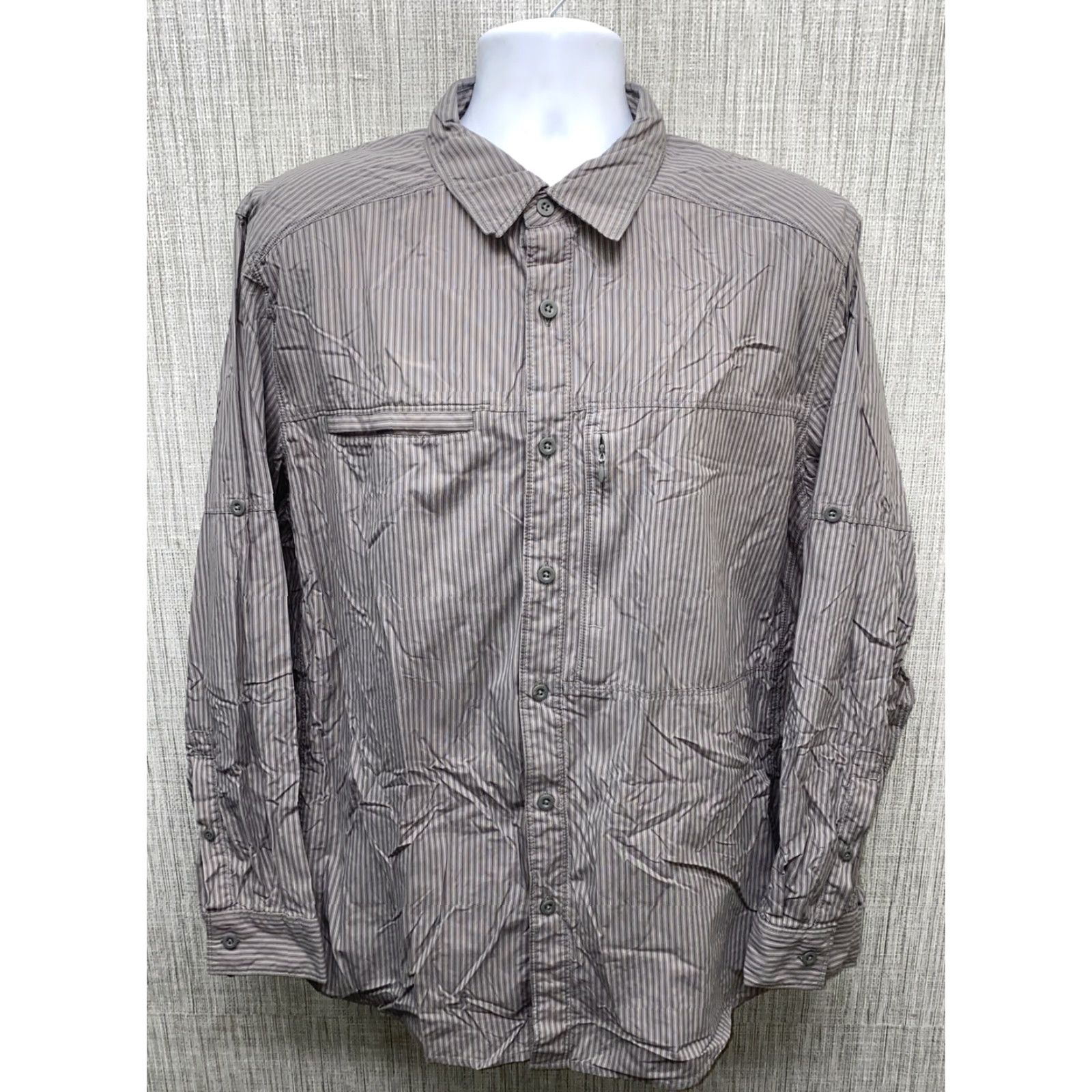 The North Face The North Face Mens Gray Striped Long Sleeve Button Front Shirt XL Size US XL / EU 56 / 4 - 2 Thumbnail