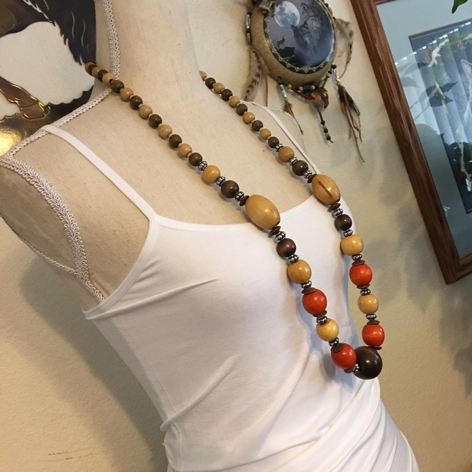 Vintage Vintage 70s-80s era wood bead long necklace Size ONE SIZE - 2 Thumbnail