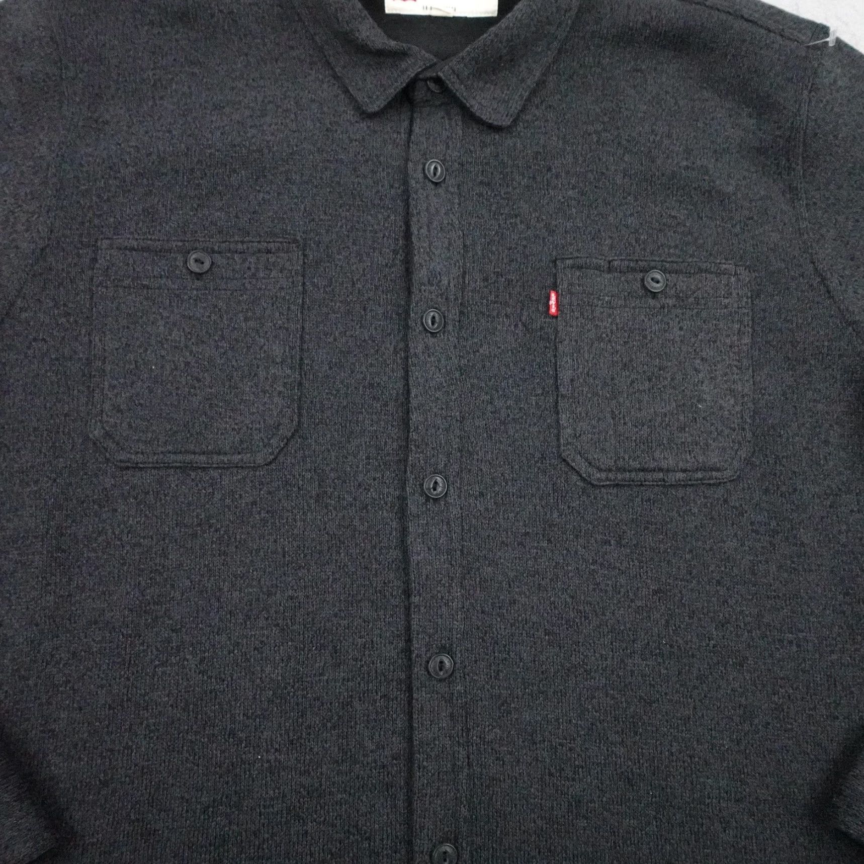 Levi's Levis Shirt Mens 2XL Gray Knit Button Up Fleece Overshirt Shacket Dual Pocket Size US XXL / EU 58 / 5 - 3 Thumbnail