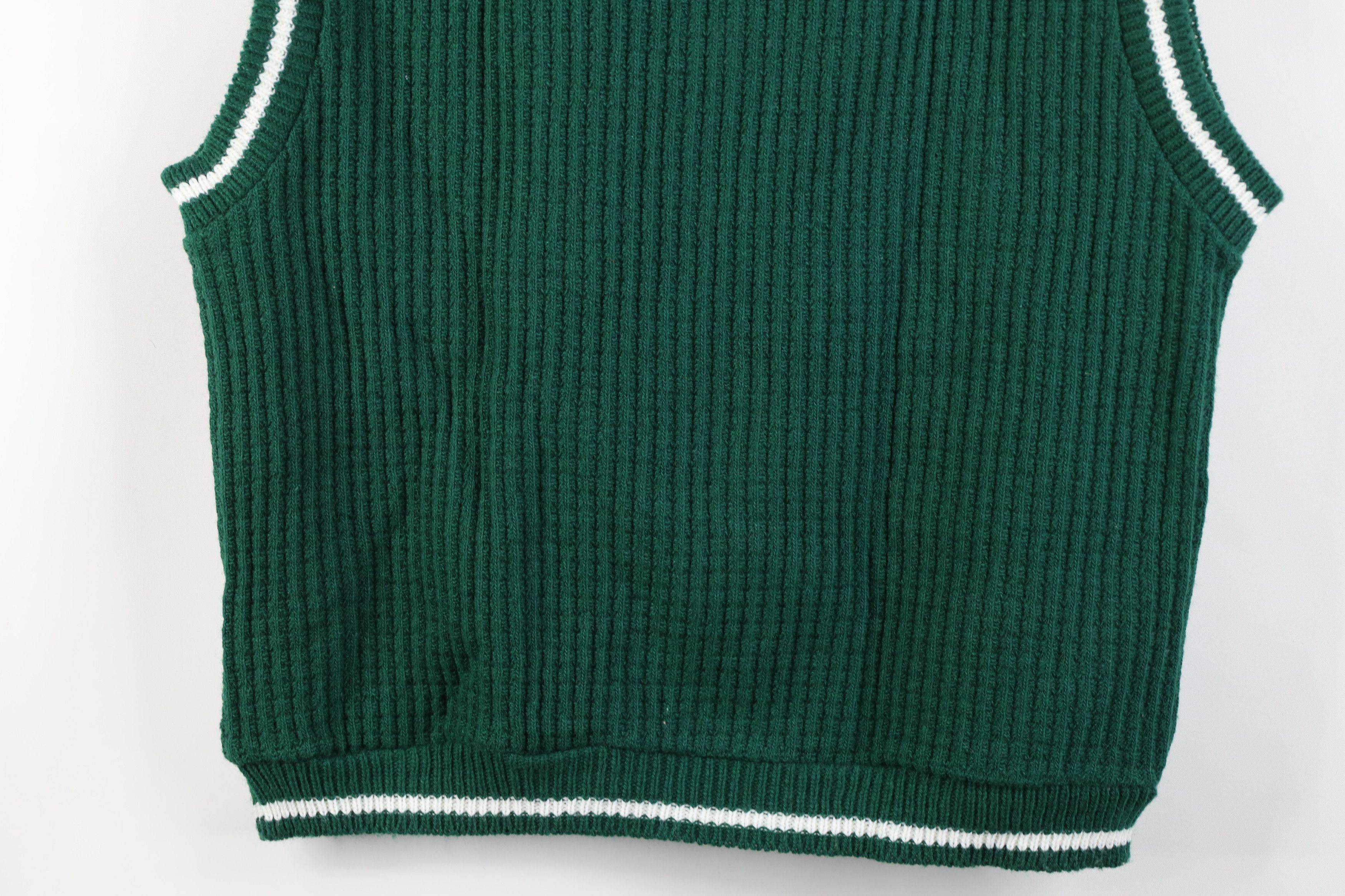 Vintage Vintage 60s Streetwear Ribbed Knit Sweater Vest Green USA Size US L / EU 52-54 / 3 - 8 Thumbnail