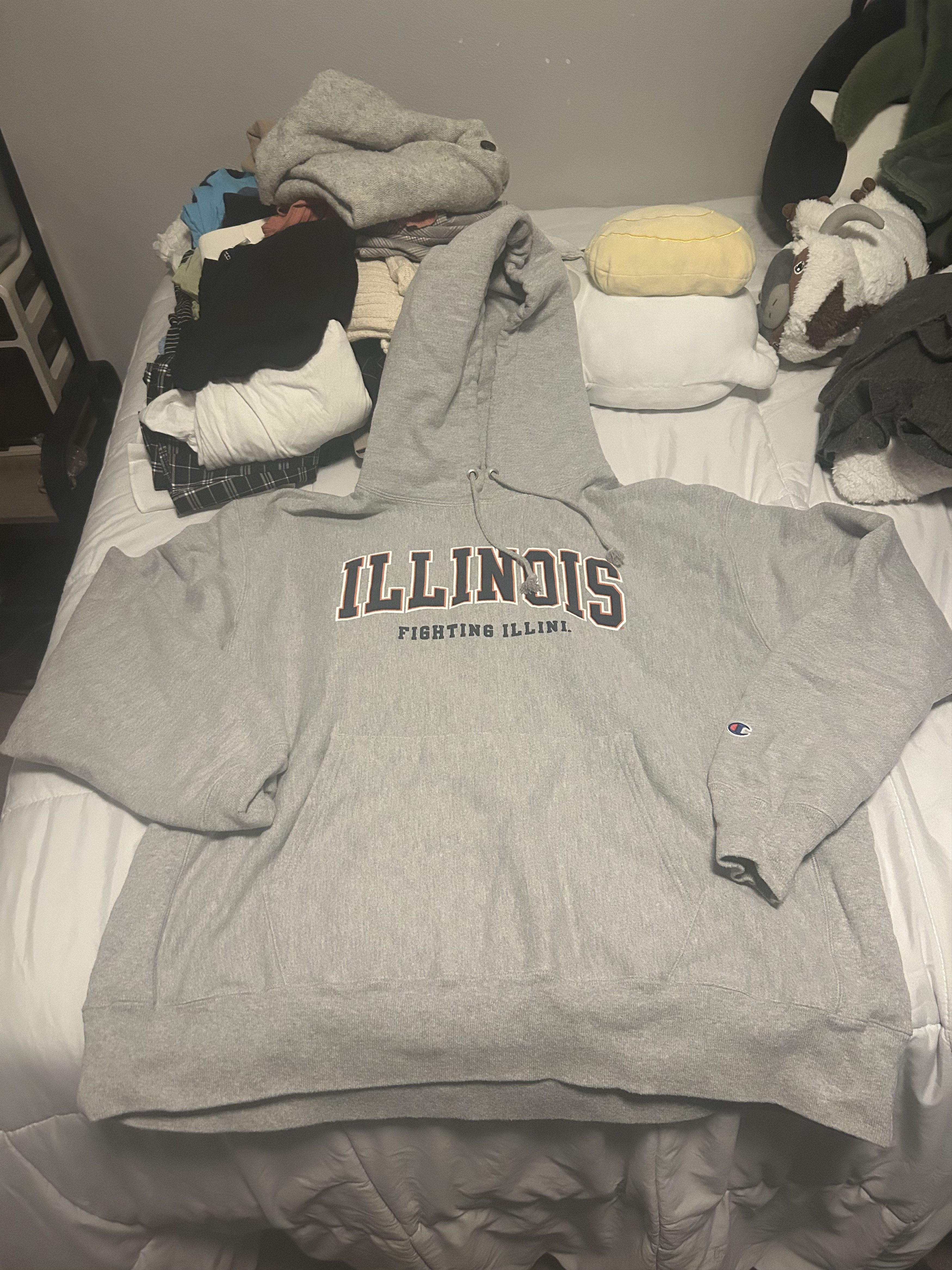 Champion Illinois Fighting Grey Powerblend Twill Hooded. Size US XXL / EU 58 / 5 - 1 Thumbnail