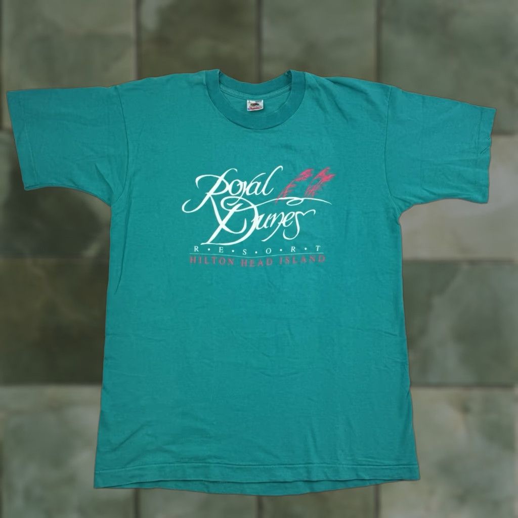 Fruit Of The Loom VINTAGE Royal Dunes Resort Hilton Head Island T Shirt Adult Large Vacation Hotel Mens 90s USA Blue Crew Neck Short Sleeve Fruit of the Loom T-Shirt Size US L / EU 52-54 / 3 - 1 Thumbnail