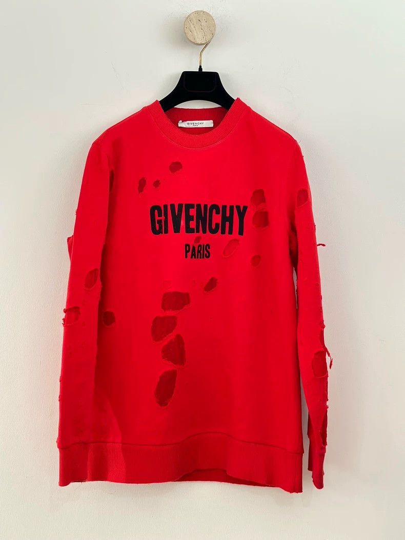 Givenchy Givenchy Red Distressed Sweatshirt XS Size US XS / EU 42 / 0 - 1 Thumbnail