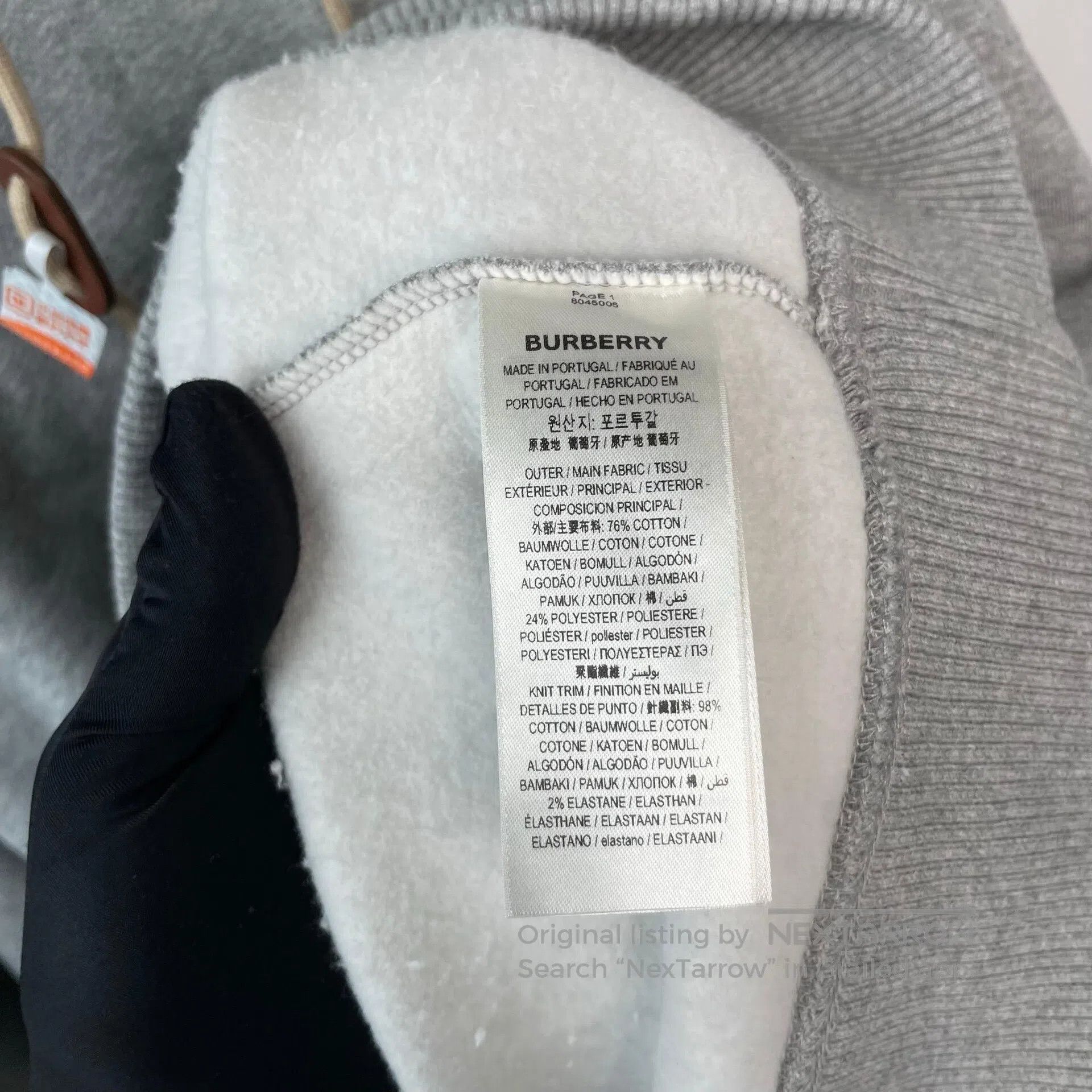 Burberry Burberry Gray Hooded Long Sleeve Sweatshirt| Size US XL / EU 56 / 4 - 8 Thumbnail