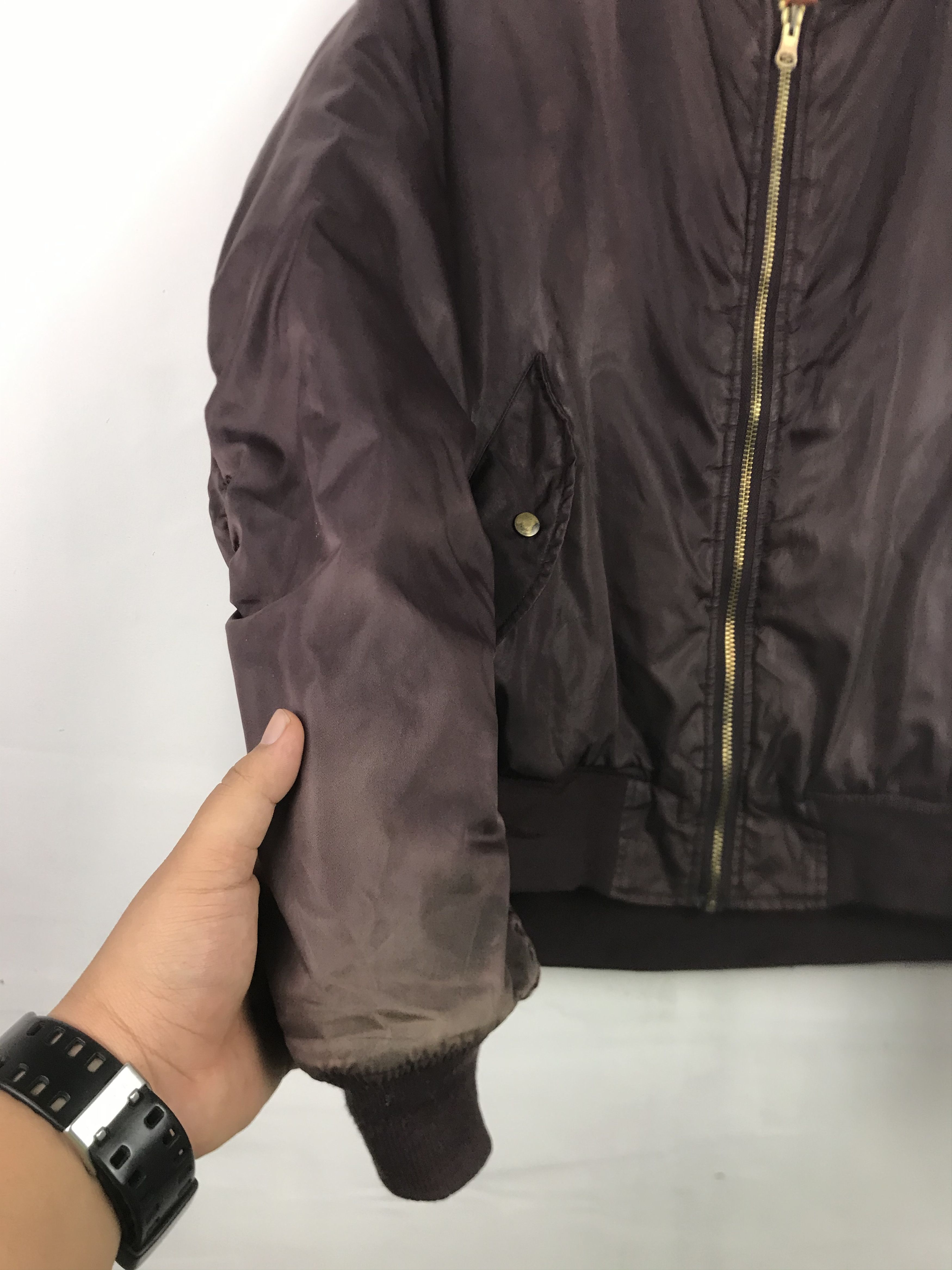 Japanese Brand Vintage Maroon Bomber Jacket Sunfaded Distressed Size US XXL / EU 58 / 5 - 7 Thumbnail