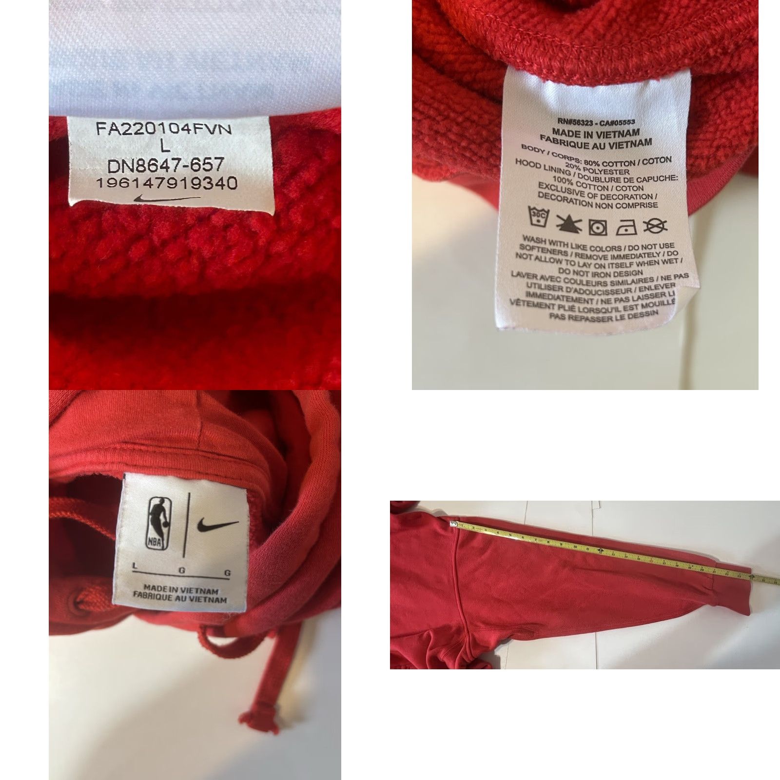 Nike Nike Toronto Raptors Hoodie Men L Red Kangaroo Pocket Drawstrings NBA Swoosh Size US L / EU 52-54 / 3 - 9 Thumbnail