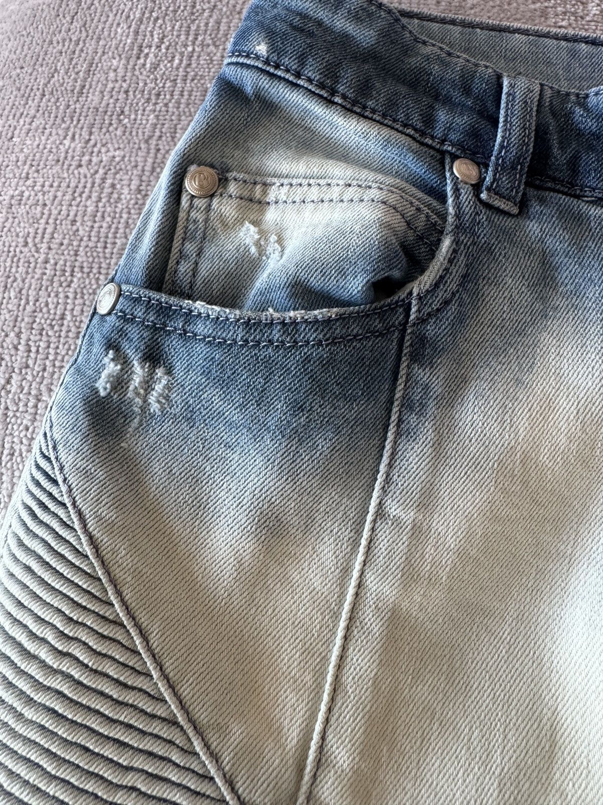 Pierre Balmain Pierre Balmain „Bleached Biker Jeans“ Size US 29 - 6 Thumbnail