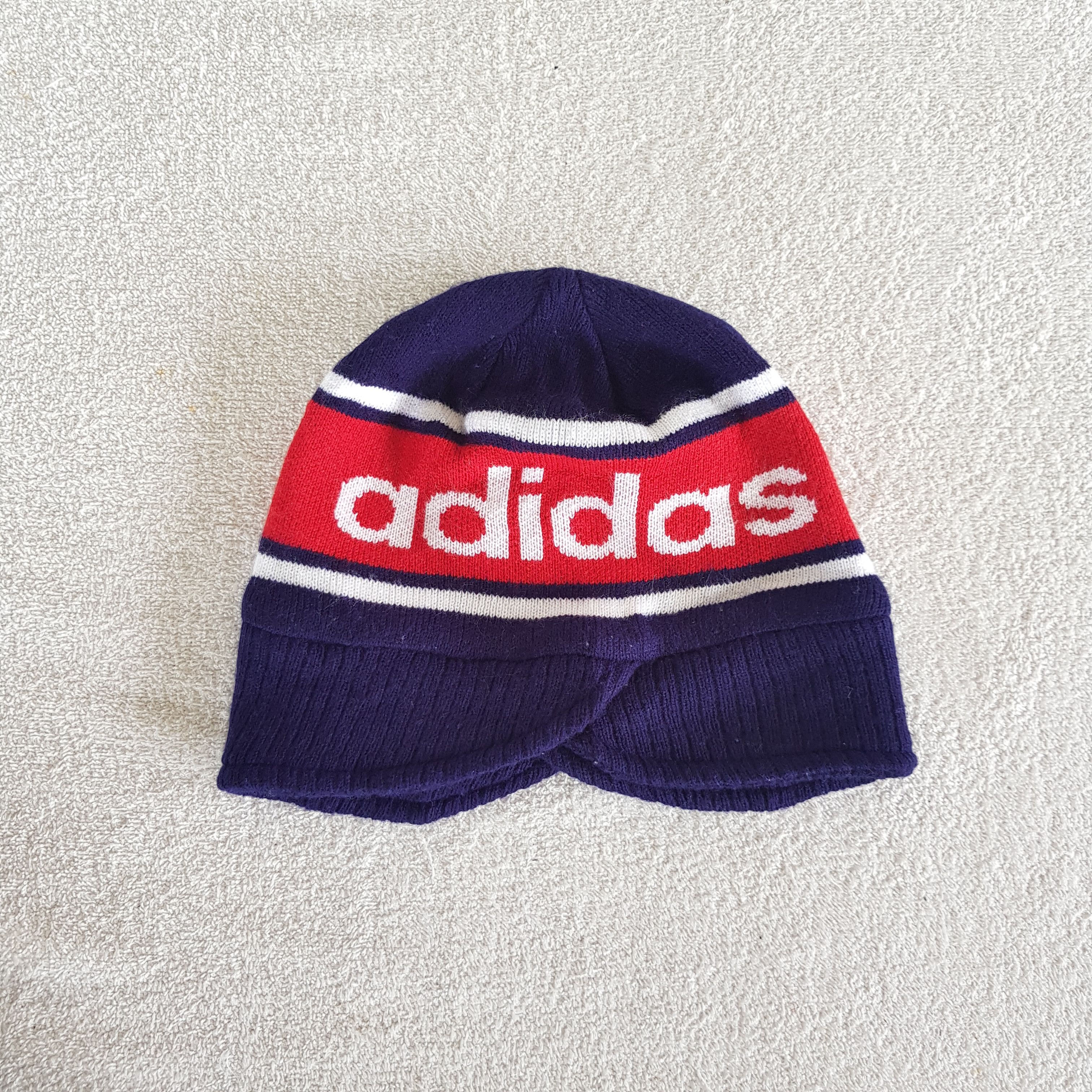 Adidas Vintage Adidas Earflap Beanie Ribbed Knit Snow Caps Hats. Size ONE SIZE - 1 Thumbnail