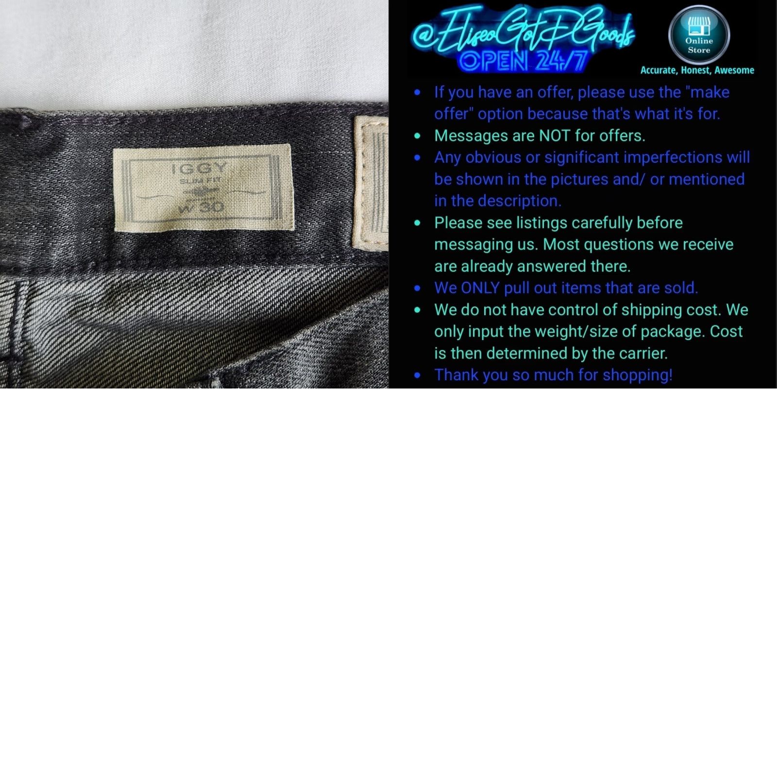 Allsaints AllSaints Iggy Slim Fit Jeans 30 Button Fly Denim Gray Dark Wash Men Regular Size US 30 / EU 46 - 8 Thumbnail