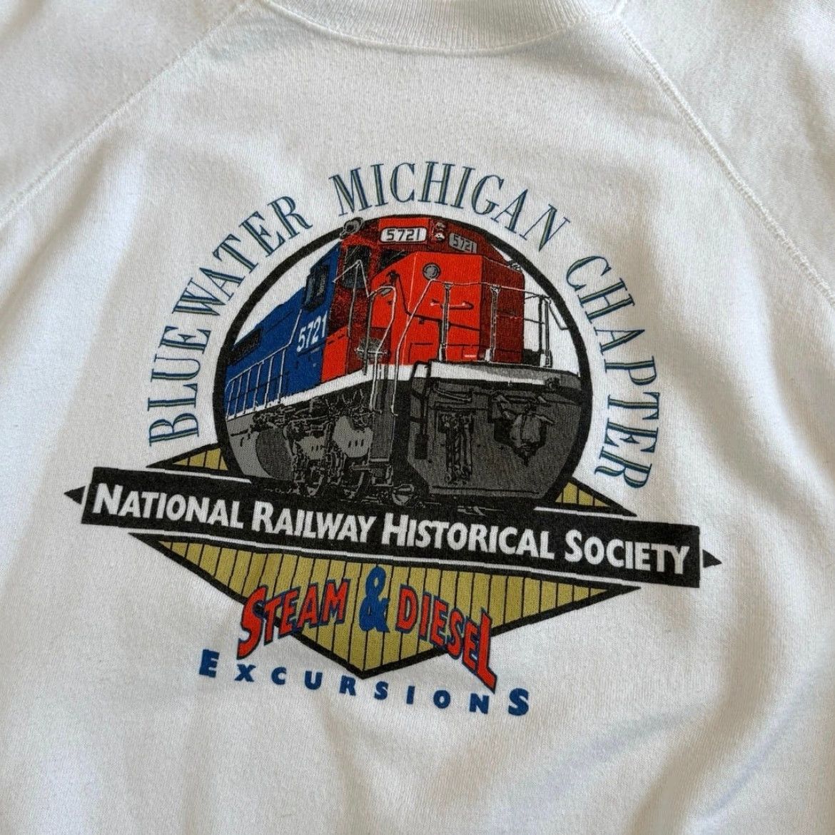 Hanes VINTAGE National Railway Historical Society Train Crewneck Sweatshirt XL Men Crew Neck 90s Trains Solid White Pullover Size US XL / EU 56 / 4 - 4 Thumbnail
