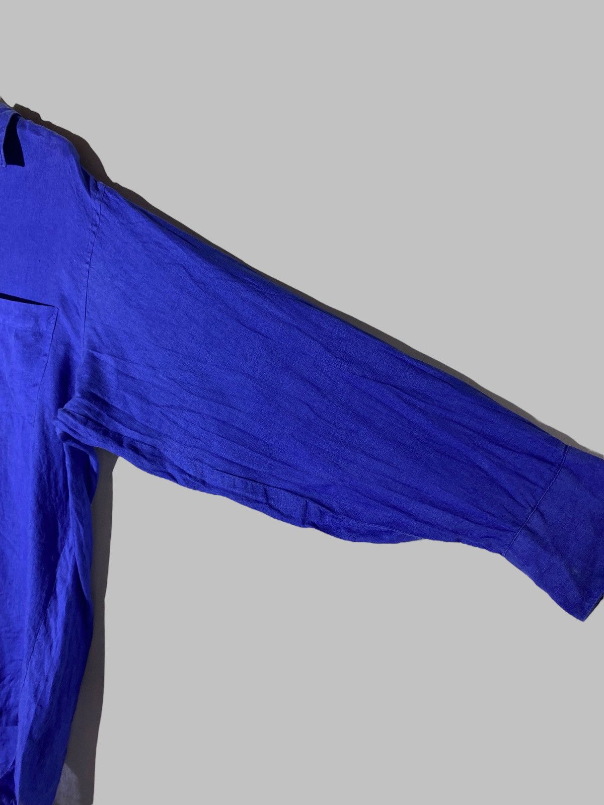 Kenzo Vintage Kenzo Homme Royal Blue Linen Shirt Old Money Size US L / EU 52-54 / 3 - 10 Thumbnail
