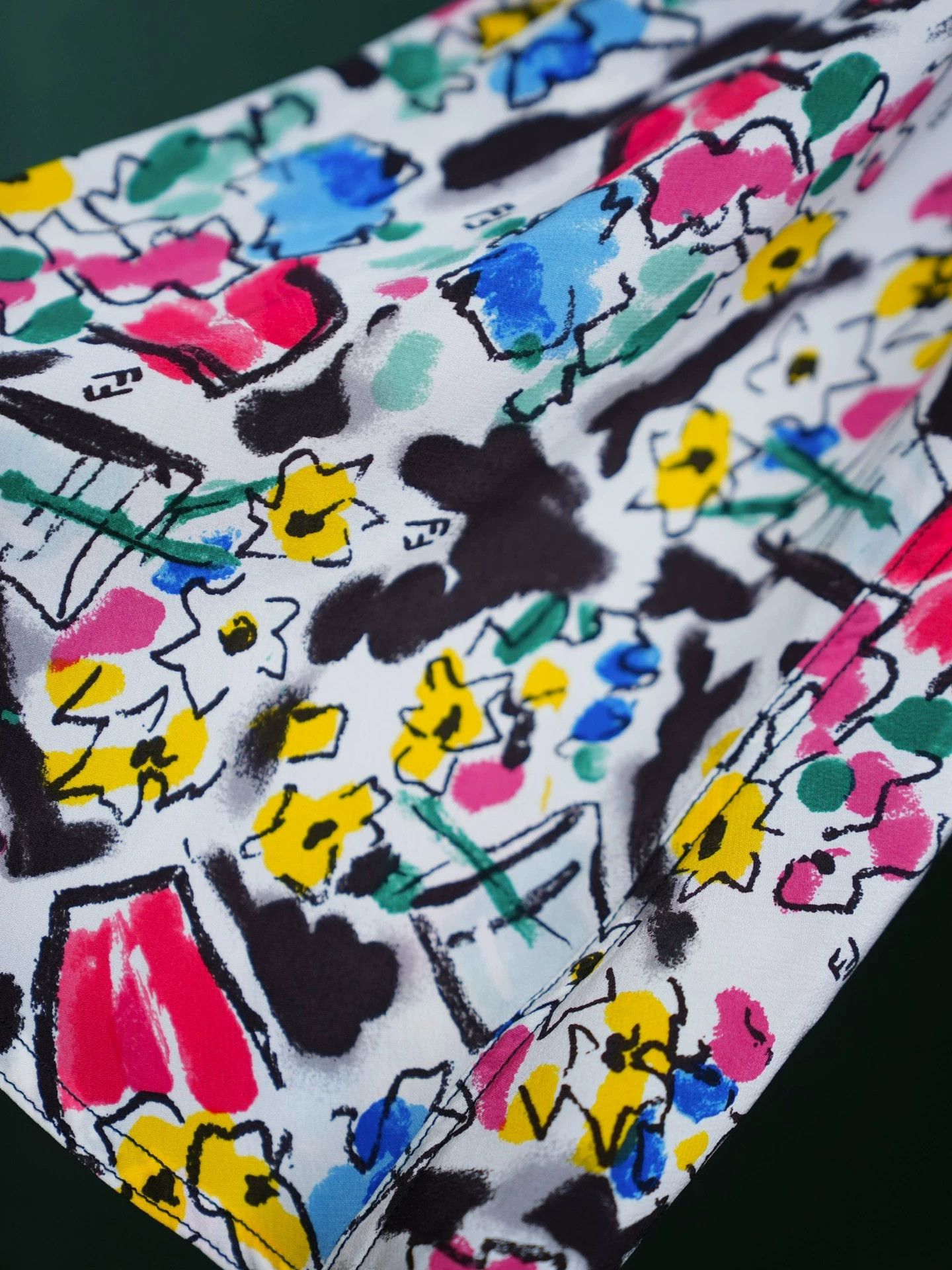 Fendi Fendi 1995 SS Karl Lagerfeld Silk Graffiti Water-Sleeve Size S / US 4 / IT 40 - 9 Thumbnail