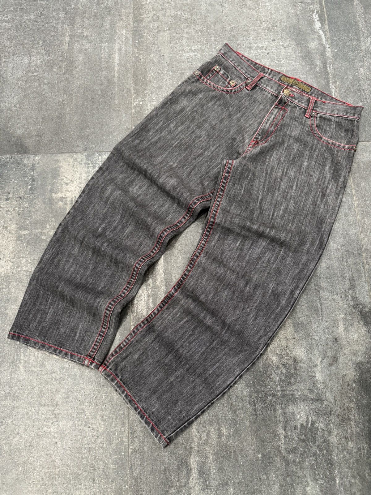 Southpole Vintage Y2K Design Lab Premium Black & Red Denim Pants 34x30 Size US 34 / EU 50 - 10 Thumbnail