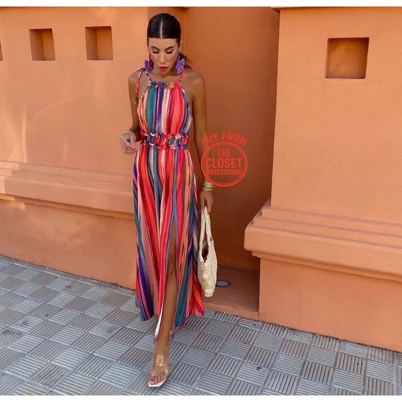 Mango MANGO Resort Stripe Halter Maxi Vacation Dress NWT Size M / US 6-8 / IT 42-44 - 19 Thumbnail