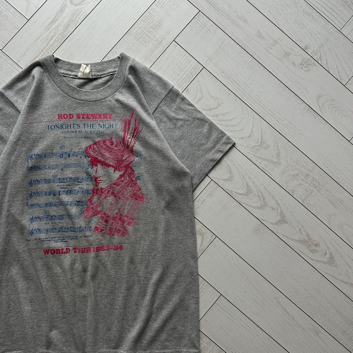 Band Tees Vintage 80s Rob Stewart Scotland World tour 83/84 tee rare Size US S / EU 44-46 / 1 - 3 Thumbnail