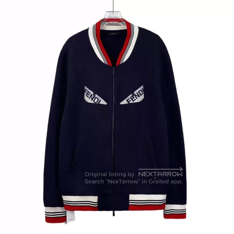 Fendi Fendi Navy blue little monster eye stripe zipper long slee Size US L / EU 52-54 / 3 - 1 Thumbnail