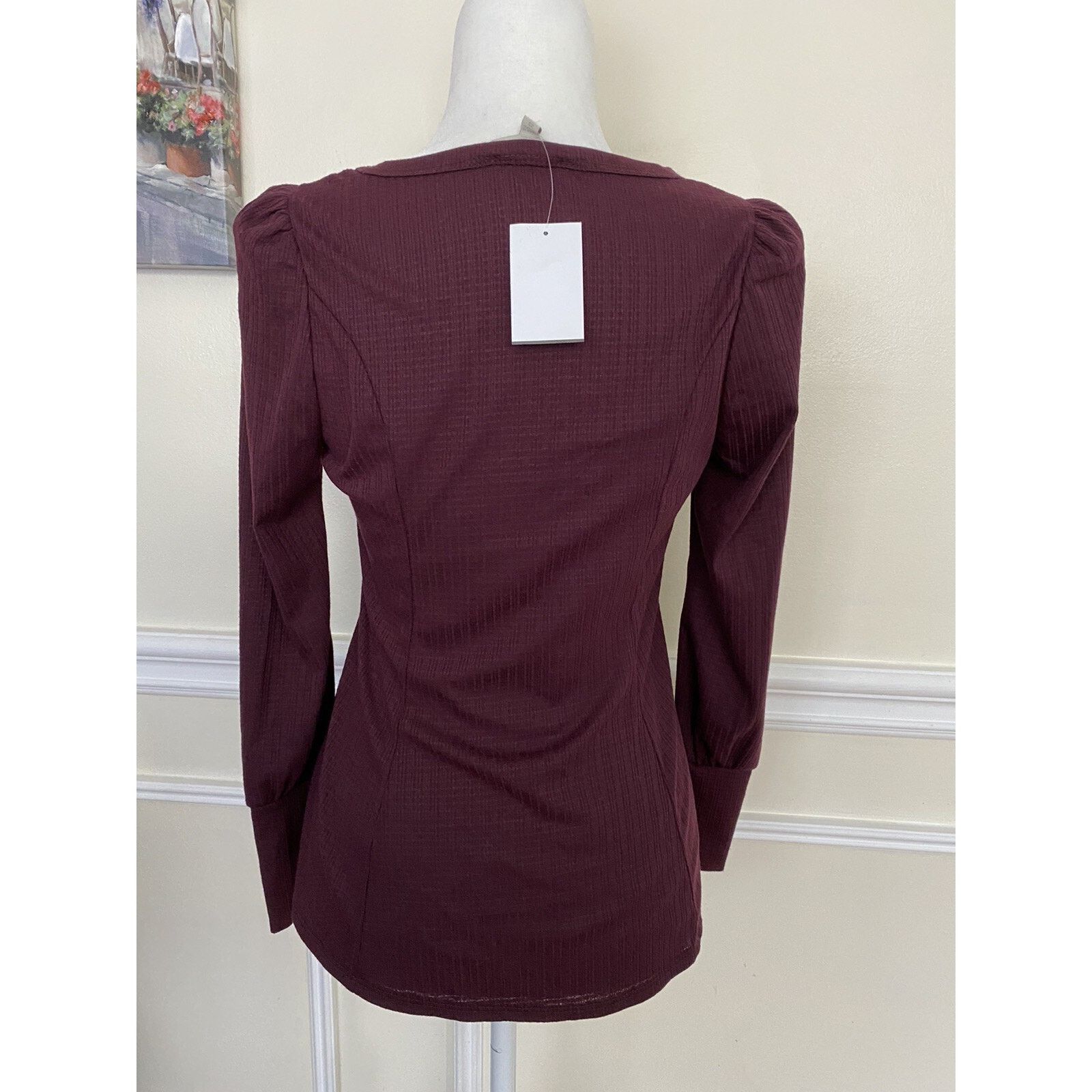 & Other Stories Status by Chenault Burgundy Puff Shoulder Top XS A003030 Size XS / US 0-2 / IT 36-38 - 4 Thumbnail