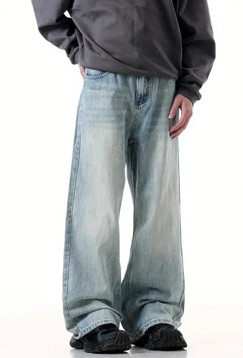 VIBE Street retro blue distressed washed straight loose jeans Size US 32 / EU 48 - 5 Thumbnail