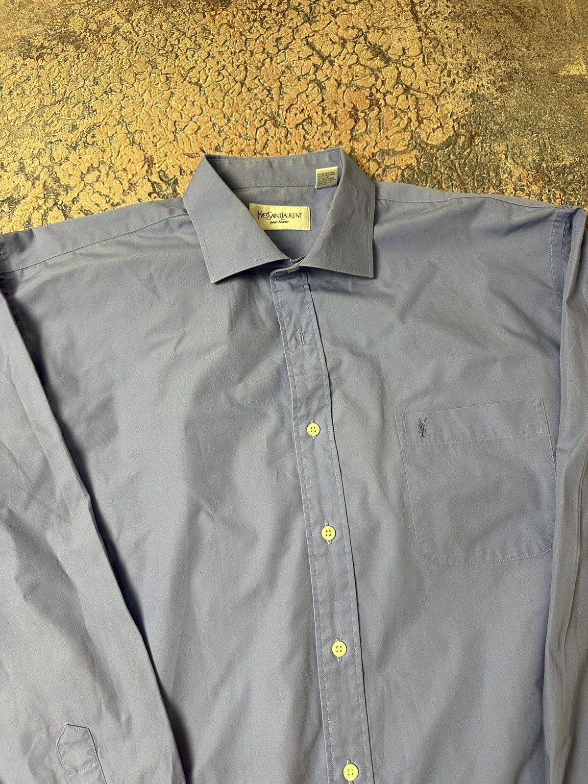 Yves Saint Laurent Yves Saint Laurent YSL Blue Shirt Size US XL / EU 56 / 4 - 2 Thumbnail