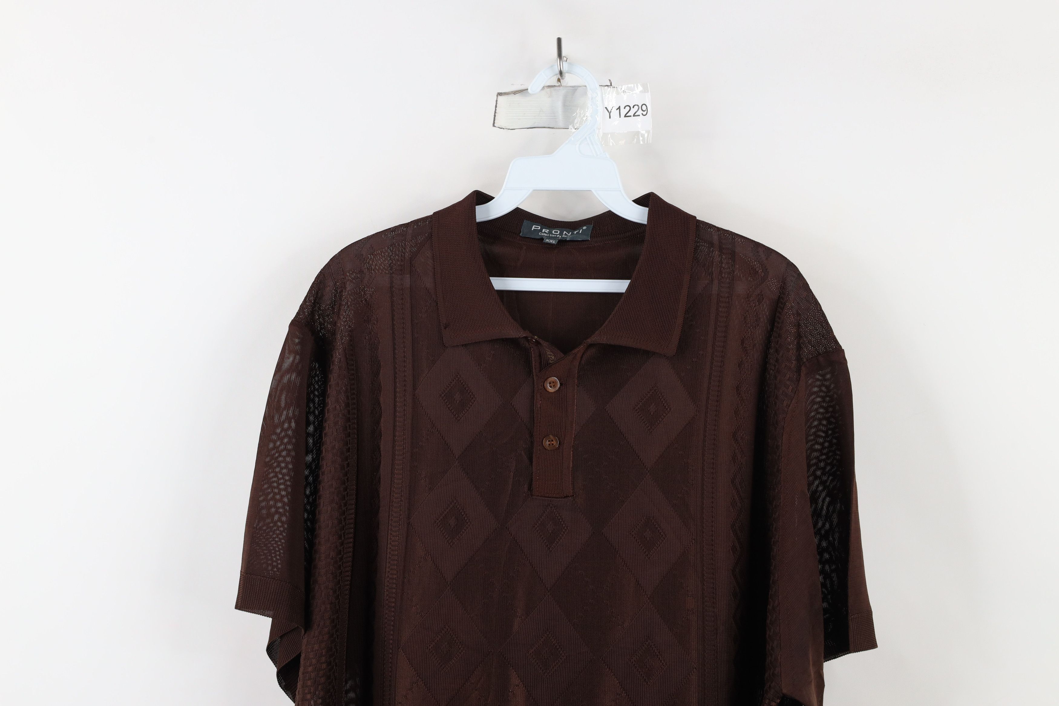 Vintage Vintage 90s Coogi Style Geometric Collared Polo Shirt Brown Size US XXL / EU 58 / 5 - 2 Thumbnail