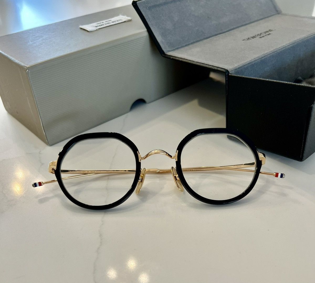 New Thom Browne Ltd. Ed. TBX911 Gold & Black Glasses
