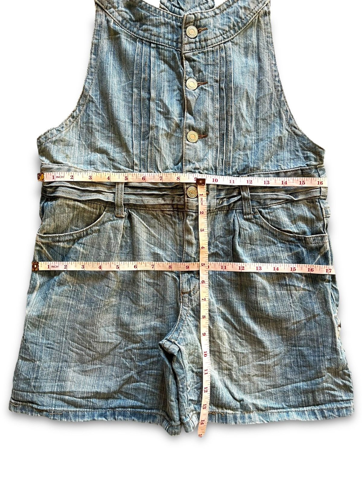 Other Vintage Japanese Brand Distressed Denim Shortalls Overalls Size 33" - 12 Thumbnail