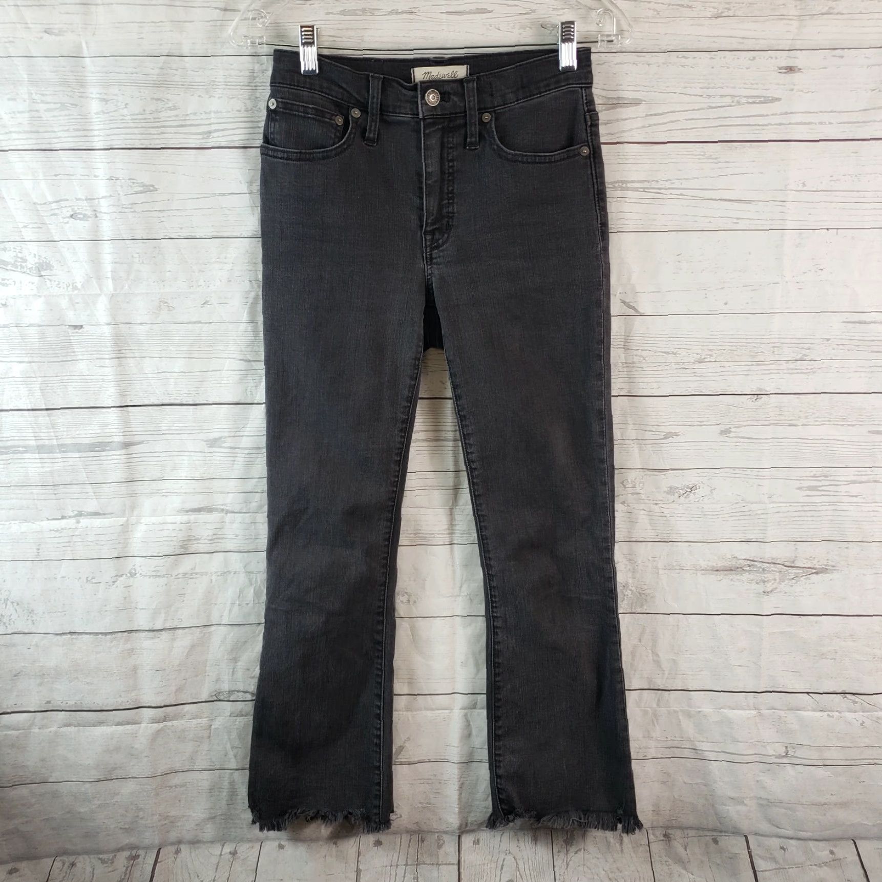 Madewell Madewell Womens Cali Demi Boot Jeans Sz 24 Gray Mid Rise Raw Frayed Hem Denim Cropped Jeans Womens Size 42" / US 20 - 2 Thumbnail