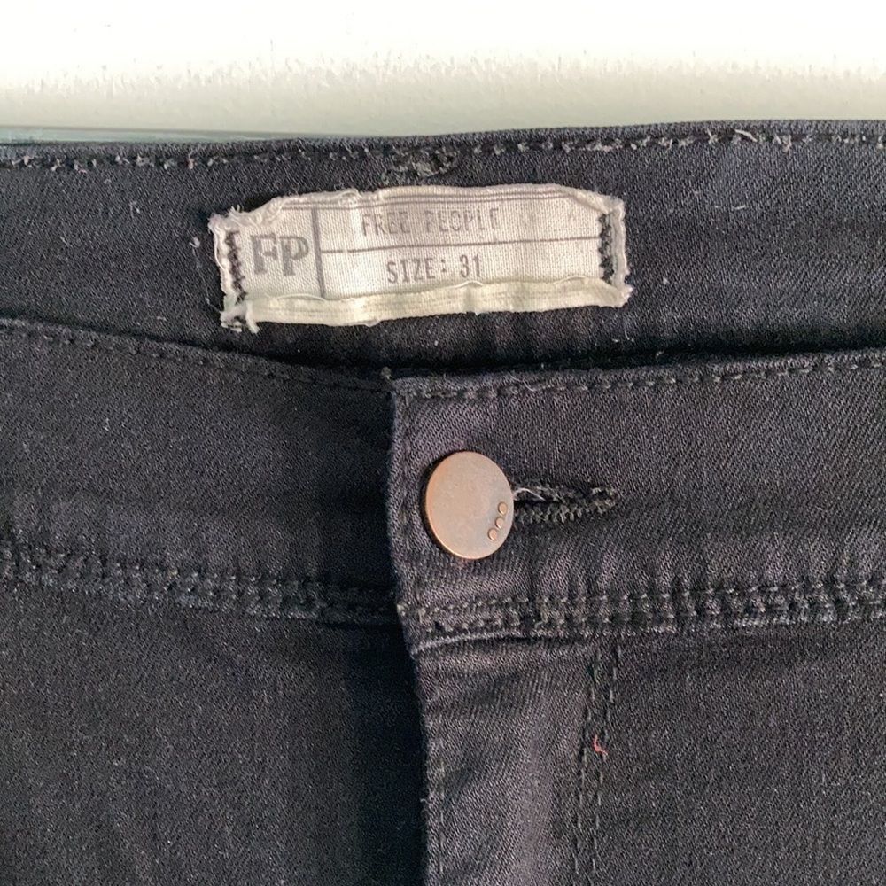 Free People Free People Black Denim Jeans Size 31 Size 31" - 3 Thumbnail