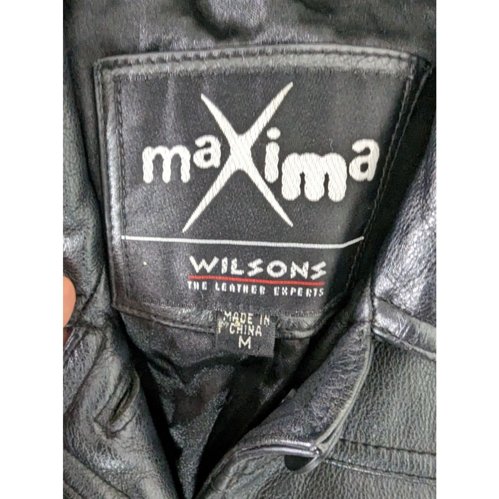 Wilson VINTAGE Wilson Leather Bomber Jacket Moto Belt Tie Waist Black 00s Womens M Size ONE SIZE - 4 Thumbnail