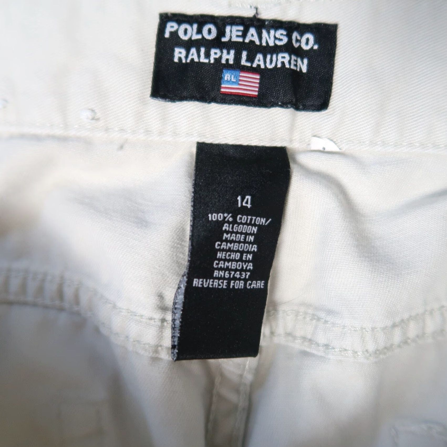 Ralph Lauren VINTAGE Polo Jeans Ralph Lauren Cream 14 Pants 1990s Cotton Straight Leg Grunge Mens Size 36" / US 14 / IT 50 - 4 Thumbnail