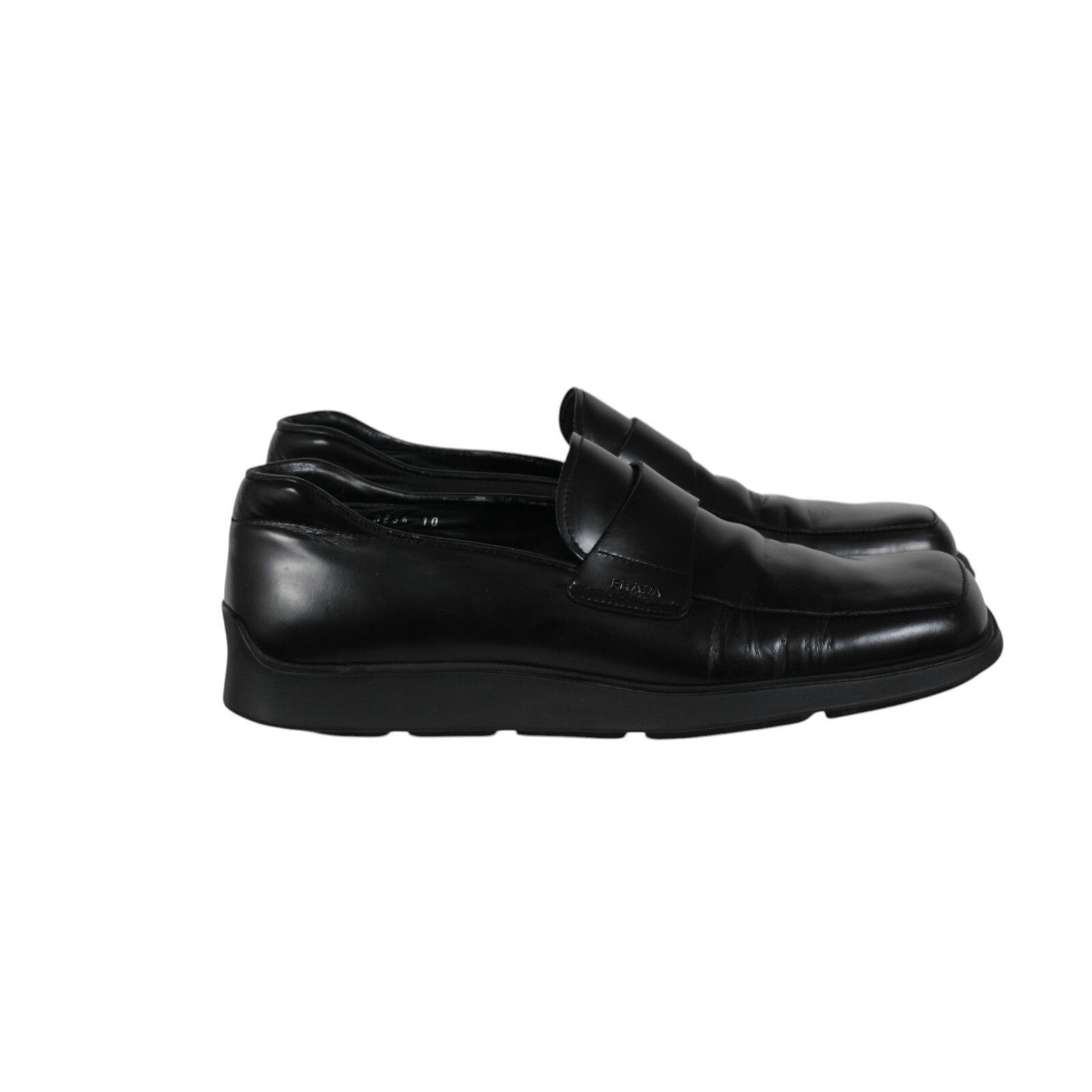 Prada Vtg 2000s Square Toe Loafers Black Leather - 02549 Size US 11 / EU 44 - 8 Thumbnail