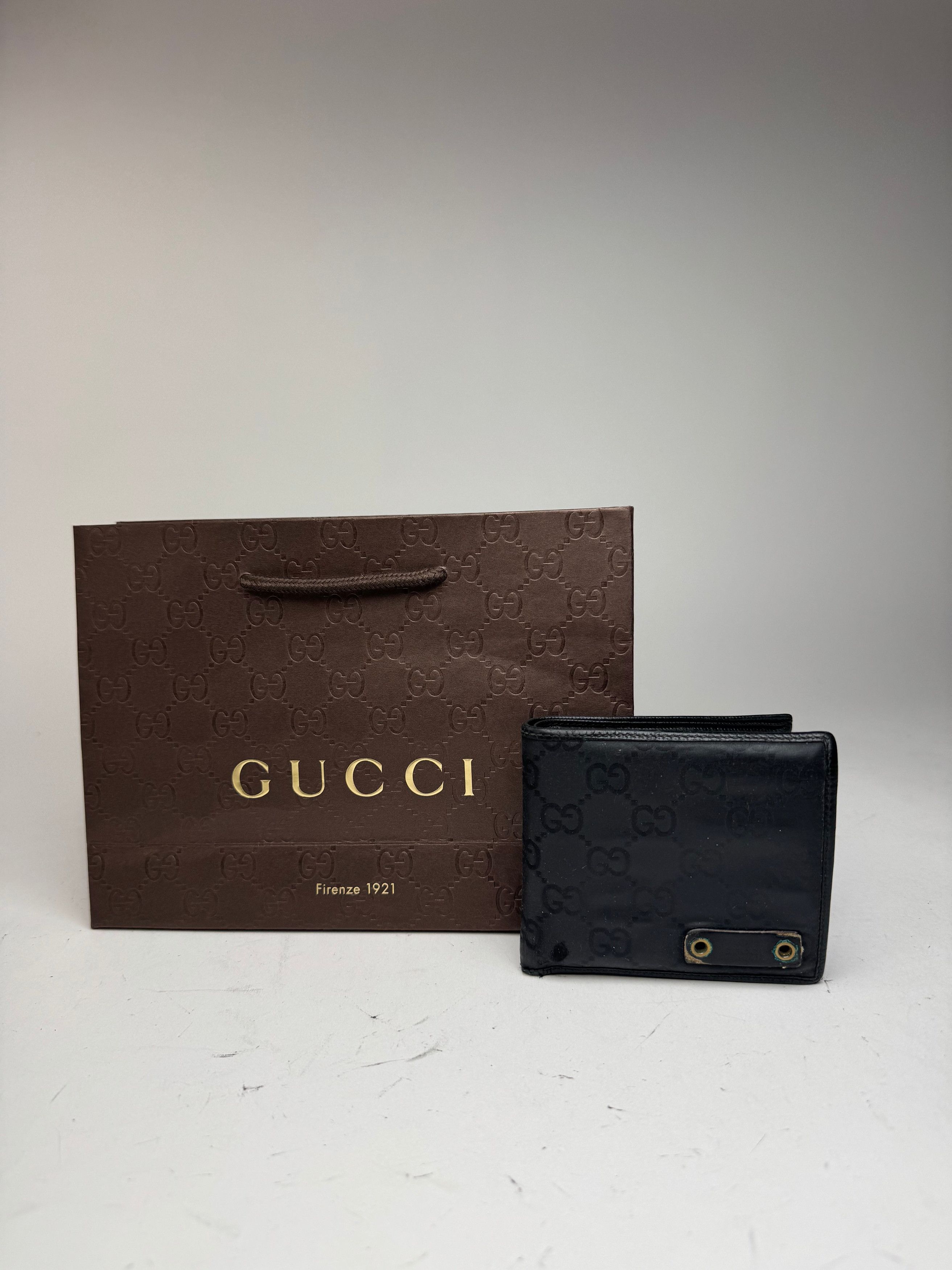 Gucci Vintage Flapable Monogramm Leather Wallet Black Size ONE SIZE - 1 Thumbnail
