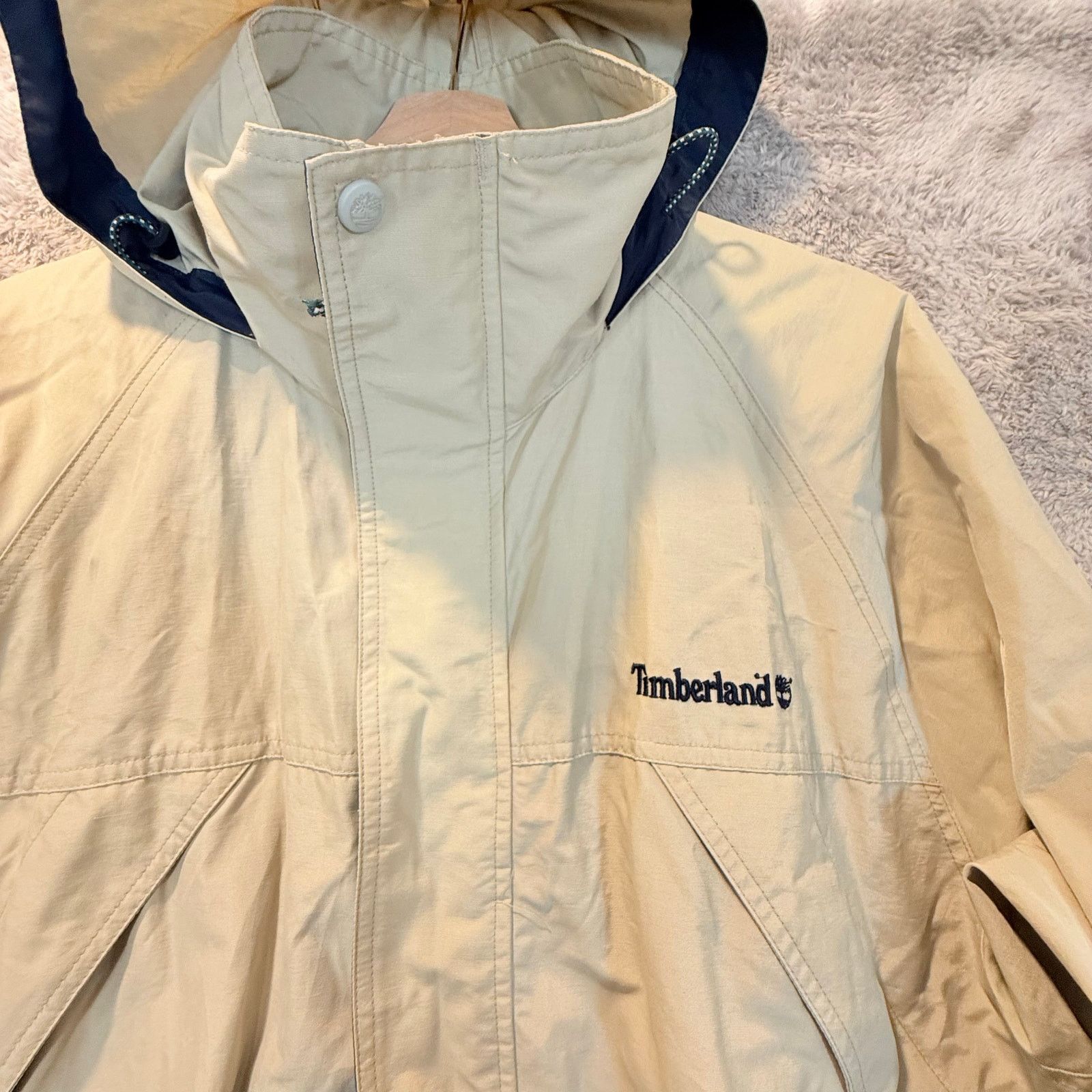 Timberland Vintage Timberland Rain Coat Jacket Parka M Hood Tan Blue Size US M / EU 48-50 / 2 - 5 Thumbnail
