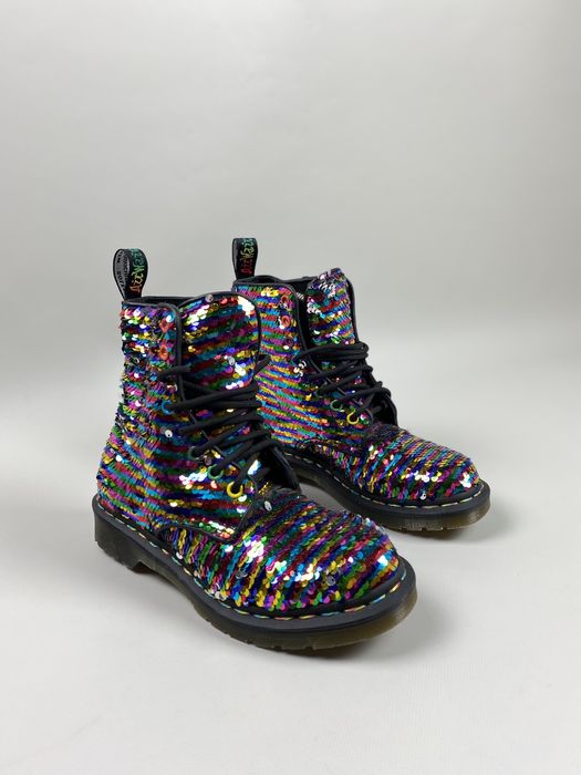 Dr martens 1460 pascal boots in rainbow on sale sequin