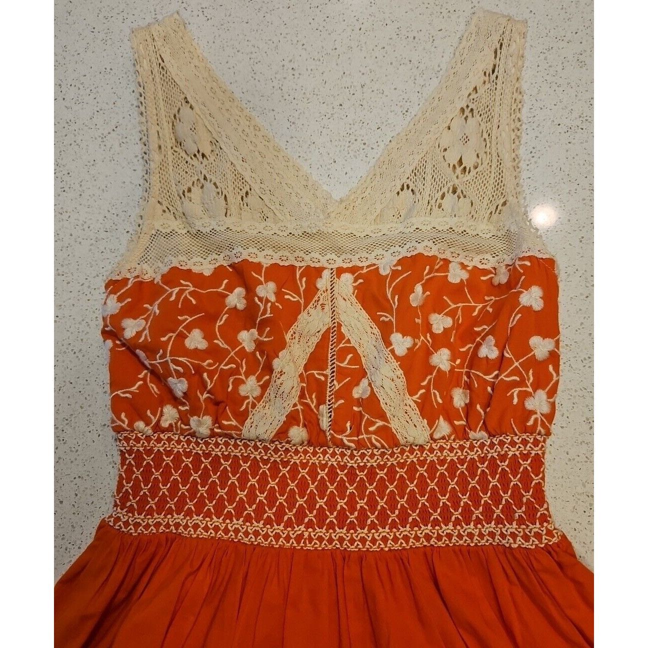 Anthropologie Moulinette Soeurs Anthro Dress Womens 0 Orange Crochet Medal Size XS / US 0-2 / IT 36-38 - 3 Thumbnail