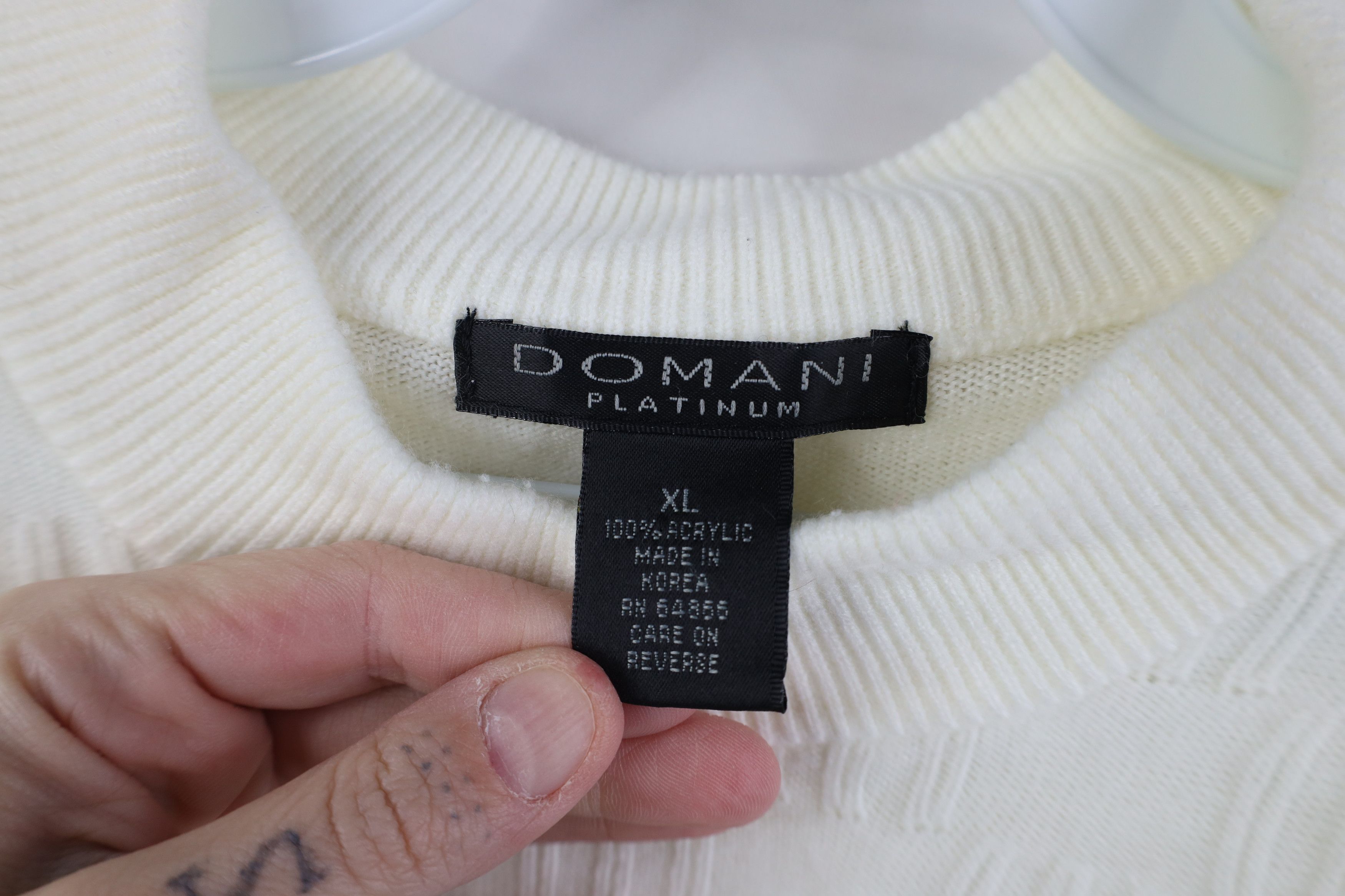 Vintage Vintage 90s Y2K Streetwear Mock Neck Sweater Cream Acrylic Size US XL / EU 56 / 4 - 4 Thumbnail