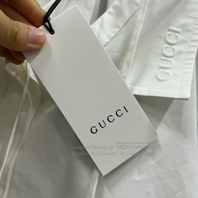 Gucci Gucci White pointed collar tie three-quarter sleeve shirt Size M / US 6-8 / IT 42-44 - 5 Thumbnail