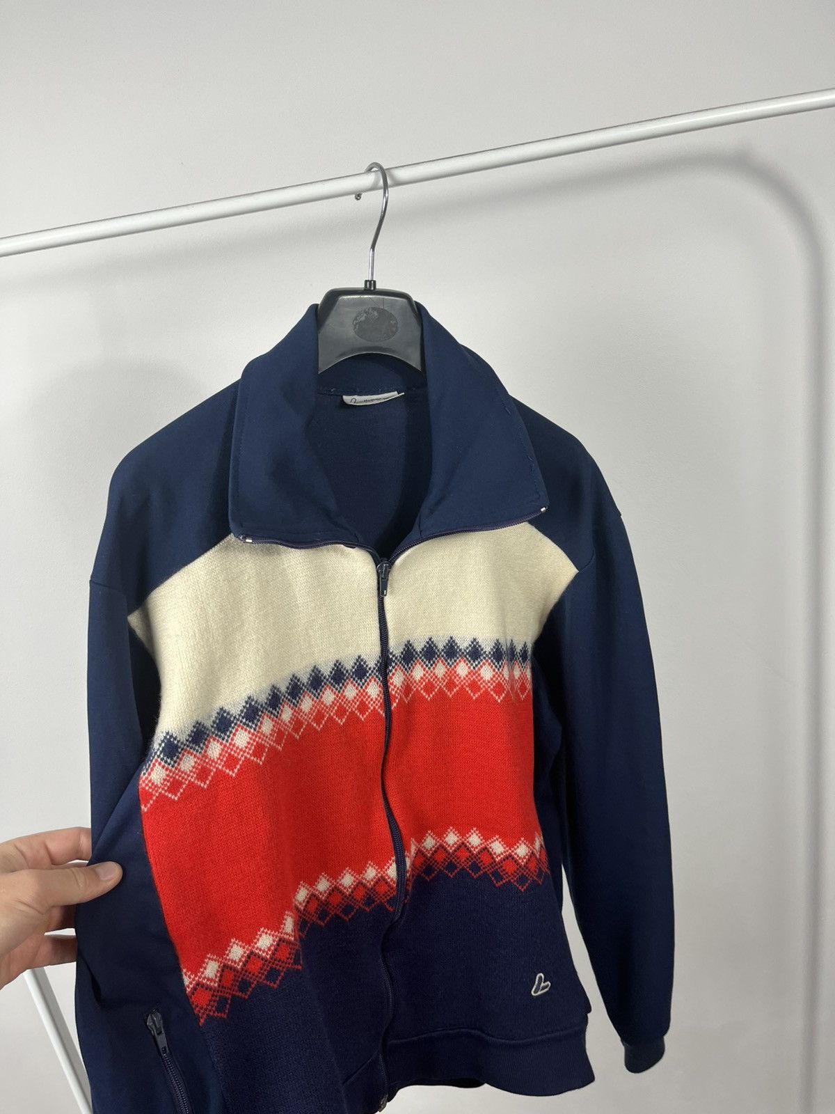 Other Vintage Loffler wool blend zip-up jacket navy red white Size US L / EU 52-54 / 3 - 6 Thumbnail